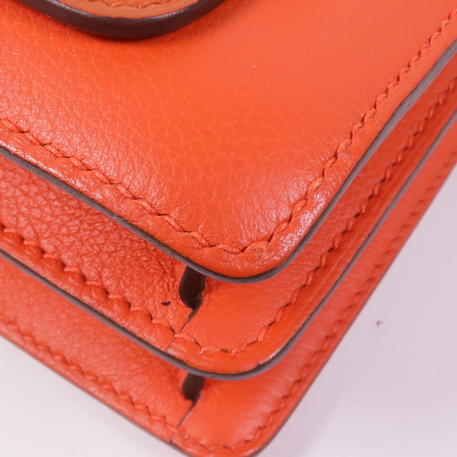 HERMES Evercolor皮革Roulis Mini銀扣肩背袋Capucine/Terre Battu