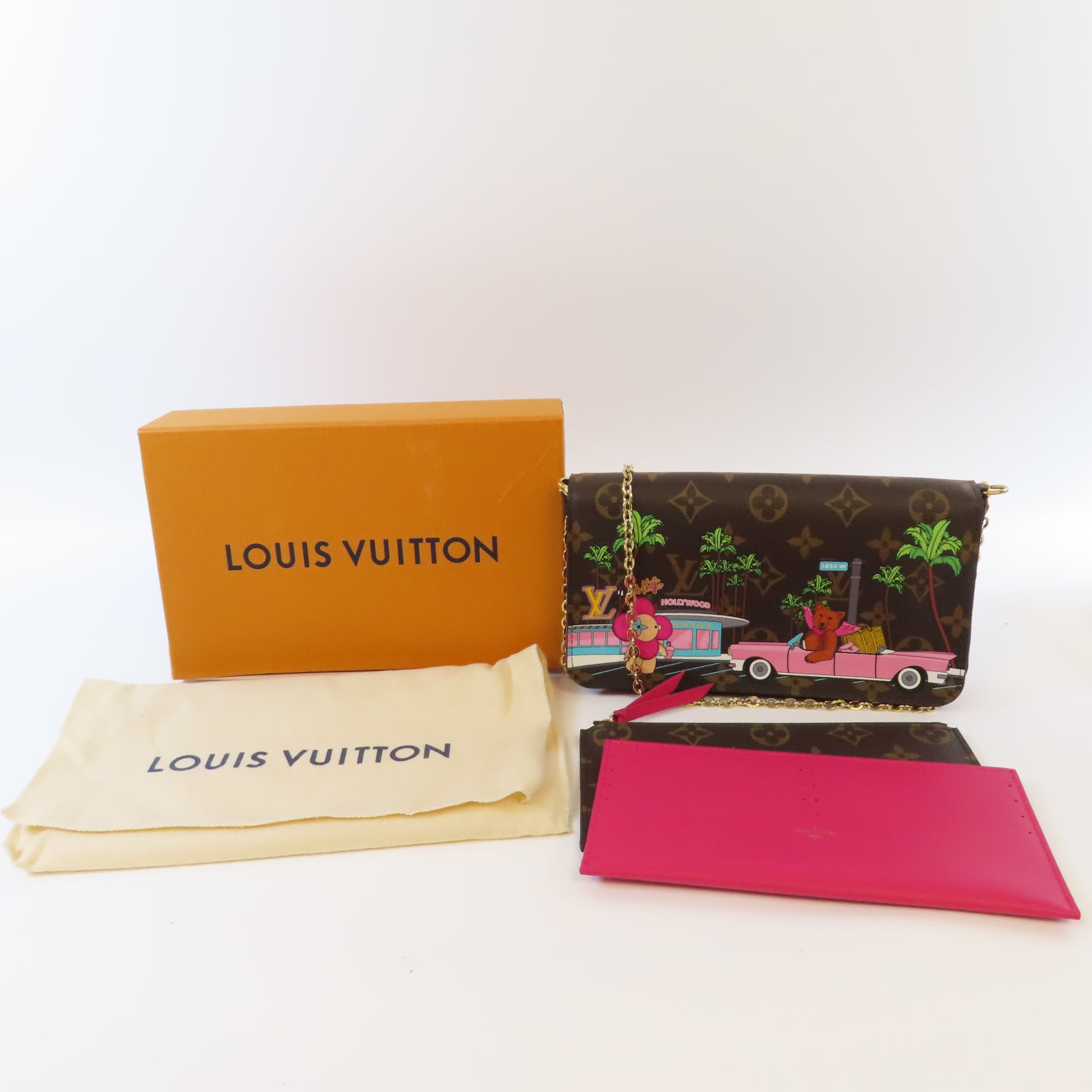 LOUIS VUITTON Monogram Felicie Pochette金扣鏈帶肩背袋啡色