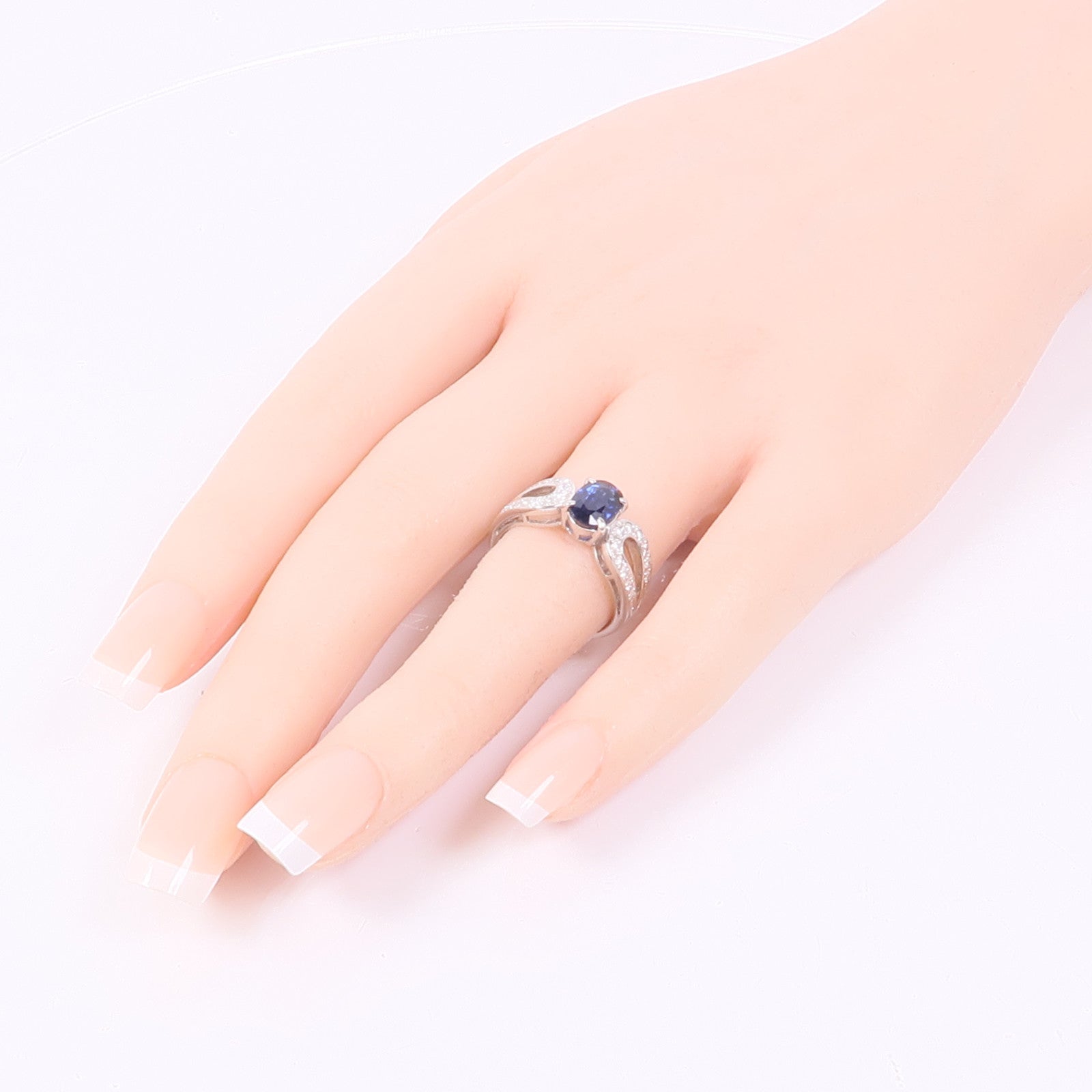 JEWELRY PT900鉑金Sapphire/Diamond Ring藍寶石/鑽石戒指US#6.75