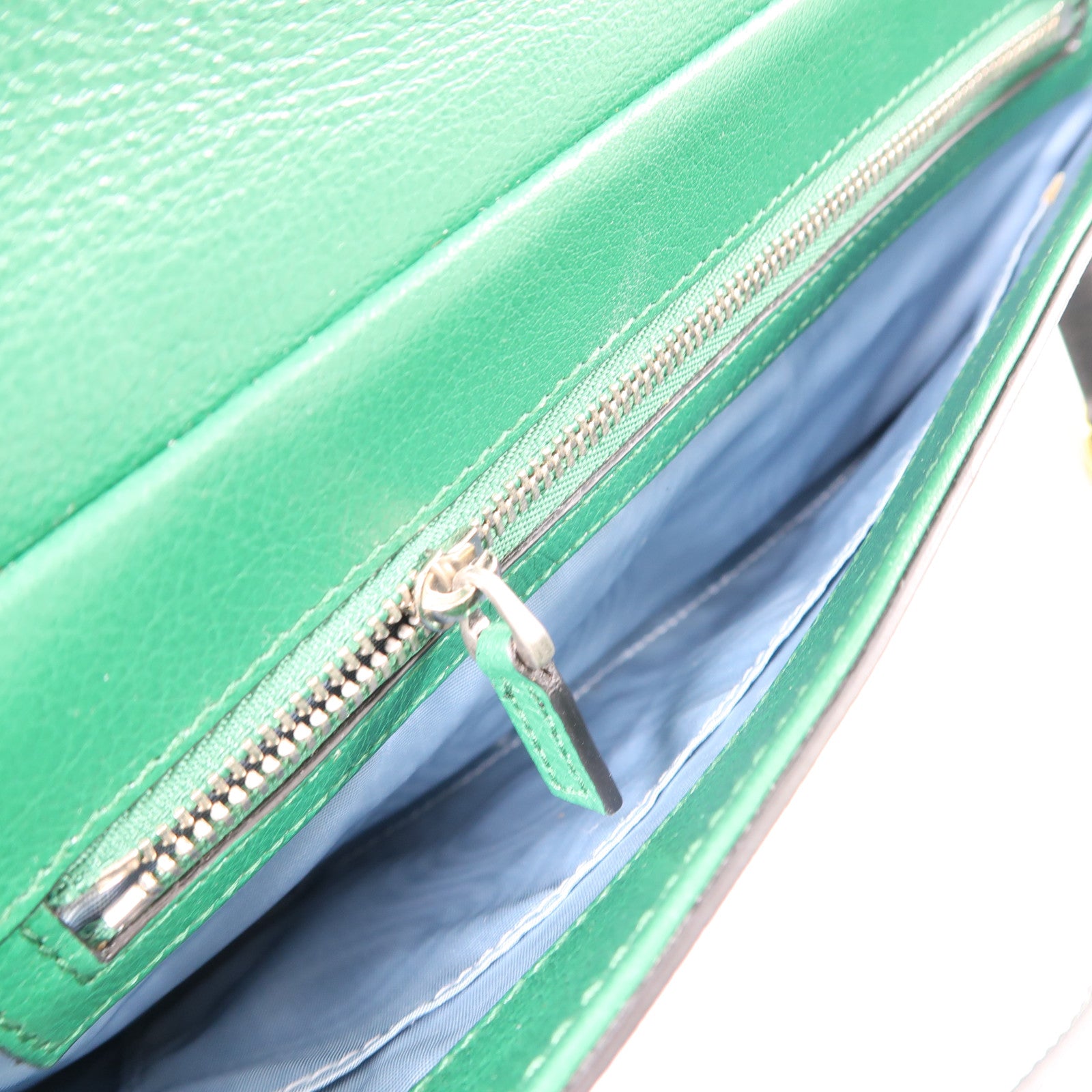 GUCCI GG GHW Thiara Medium 2Way Shoulder Bag Leather Black Green 524822