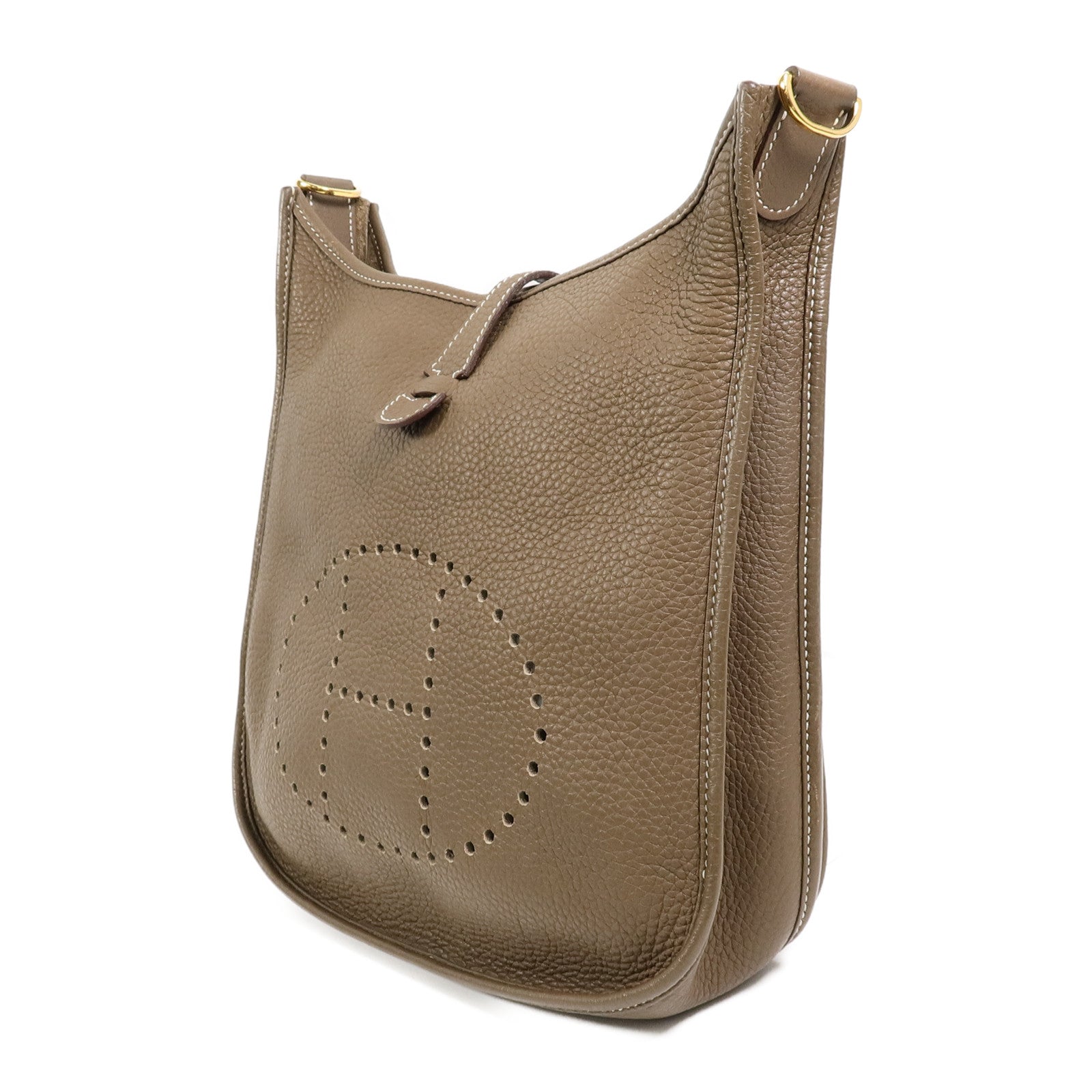 HERMES Clemence皮革Evelyne PM肩背袋Etoupe