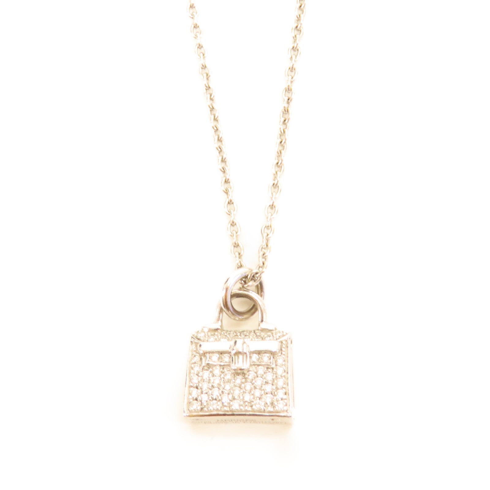 HERMES 18K白金Amulettes H Kelly項鍊銀色