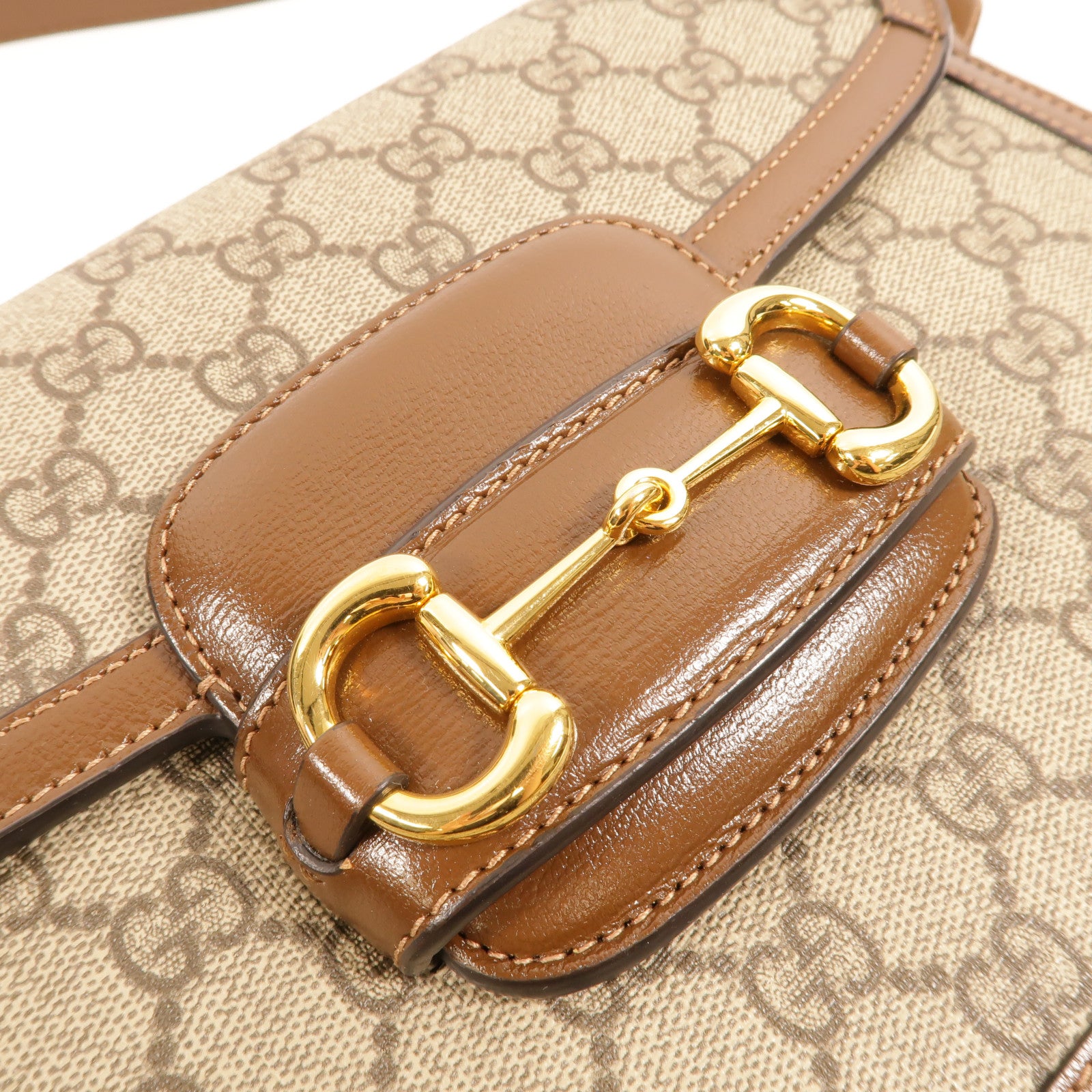 GUCCI 塗層帆布Horsebit 1955 Medium肩背袋