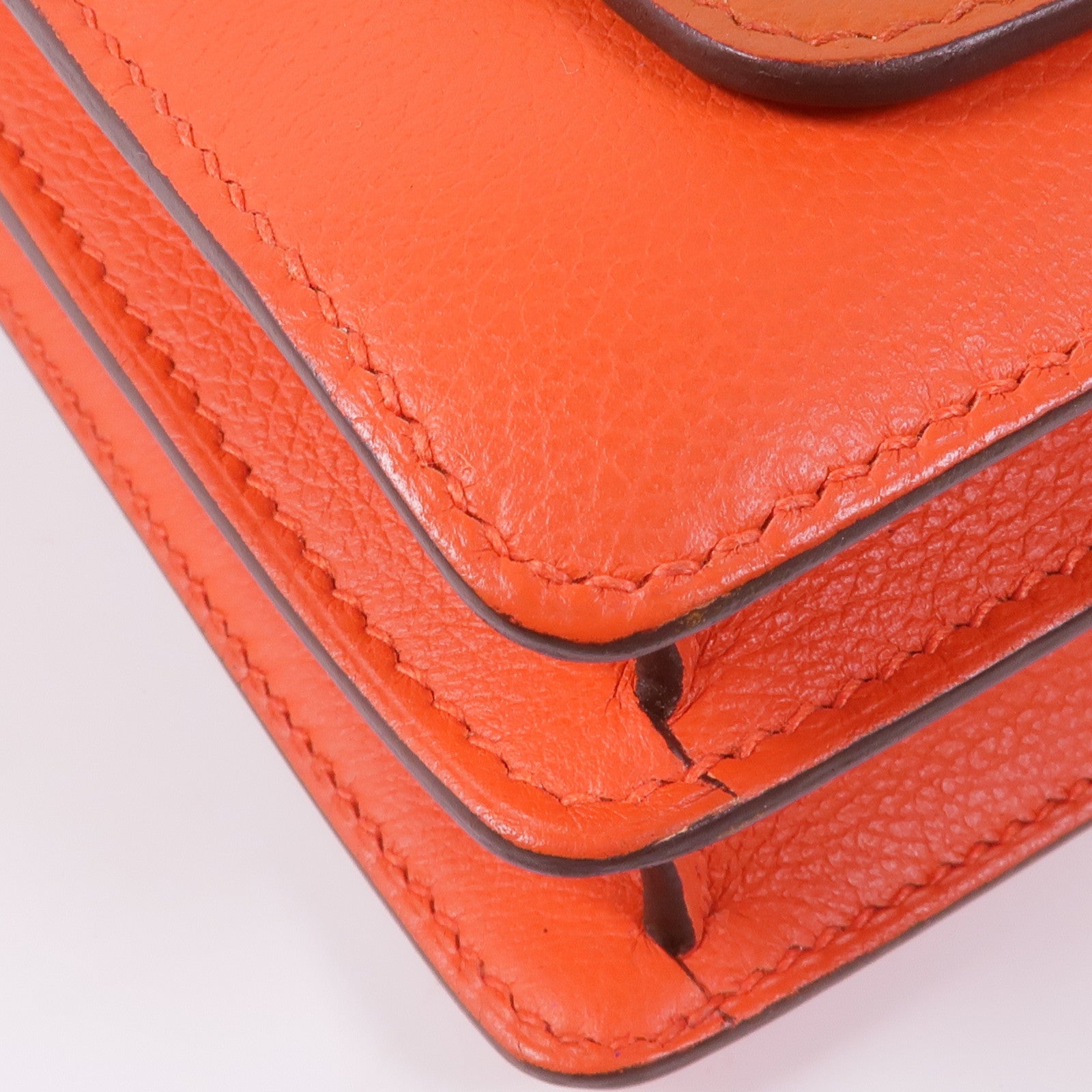 HERMES Evercolor皮革Roulis Mini銀扣肩背袋Capucine/Terre Battu