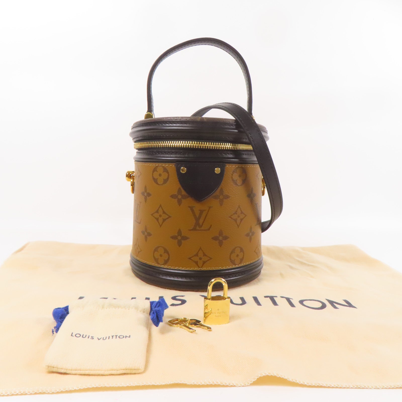 LOUIS VUITTON Monogram Reverse Cannes金扣手挽肩背兩用袋