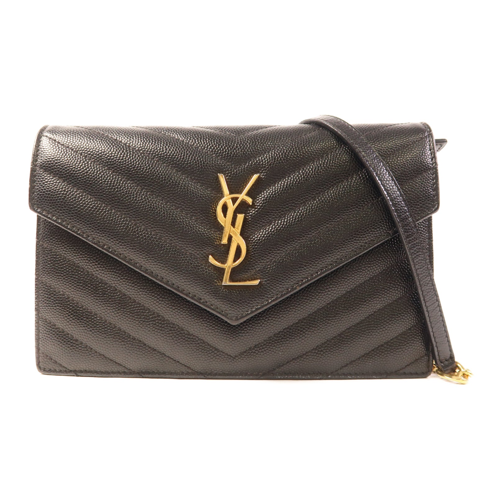 SAINT LAURENT 牛皮皮革Wallet On Chain金扣鏈帶肩背袋