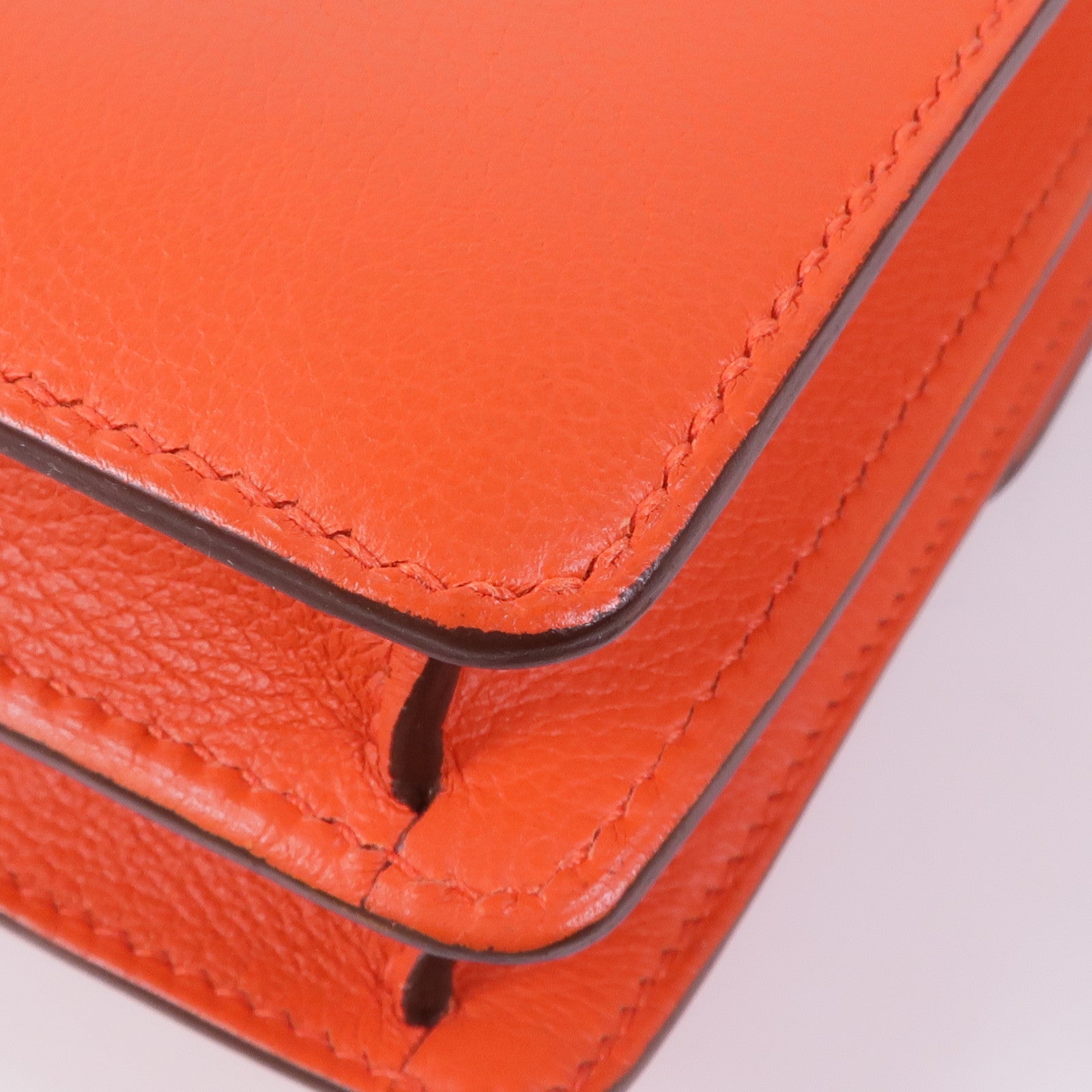 HERMES Evercolor皮革Roulis Mini銀扣肩背袋Capucine/Terre Battu