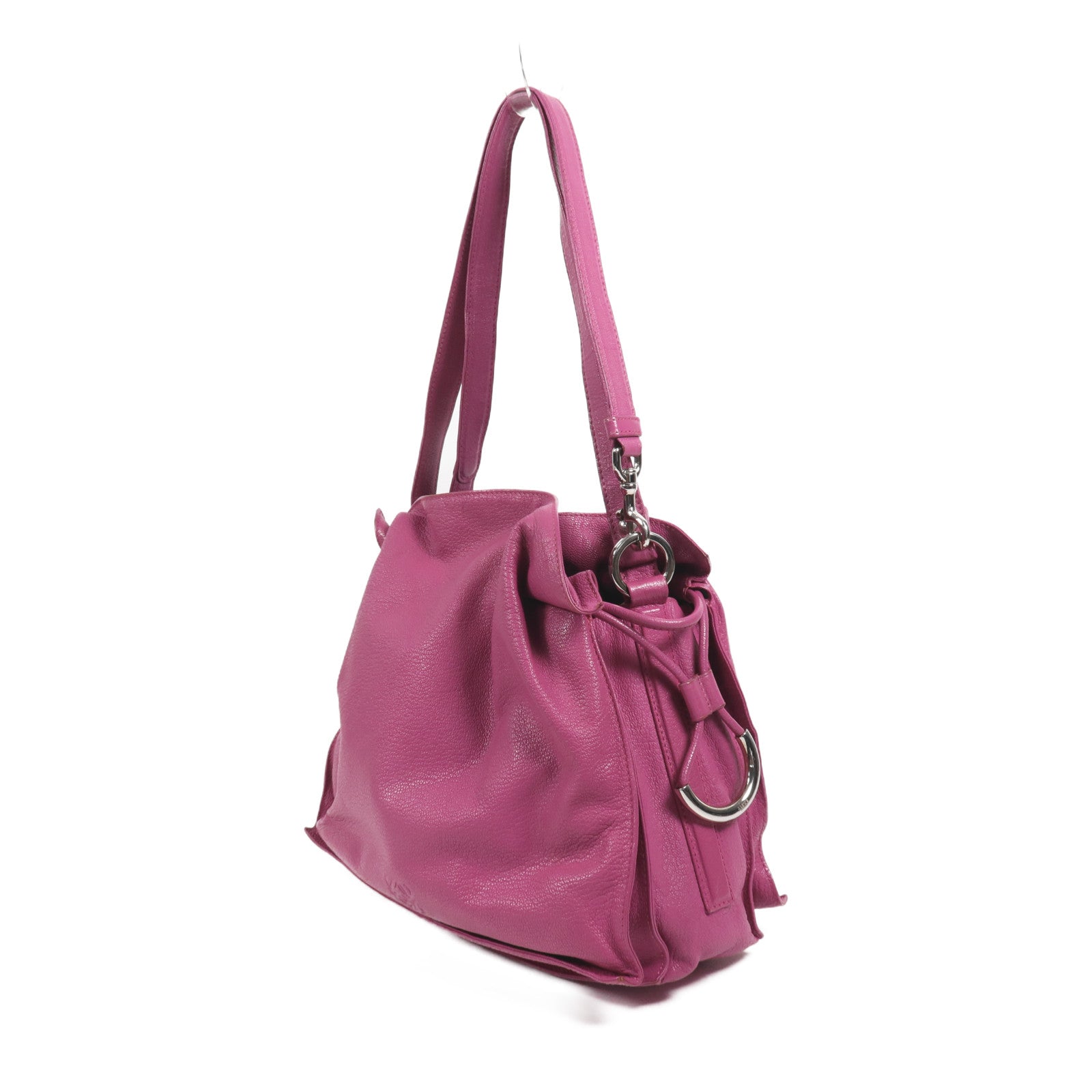 LOEWE 牛皮皮革Shoulder Bag銀扣肩背袋