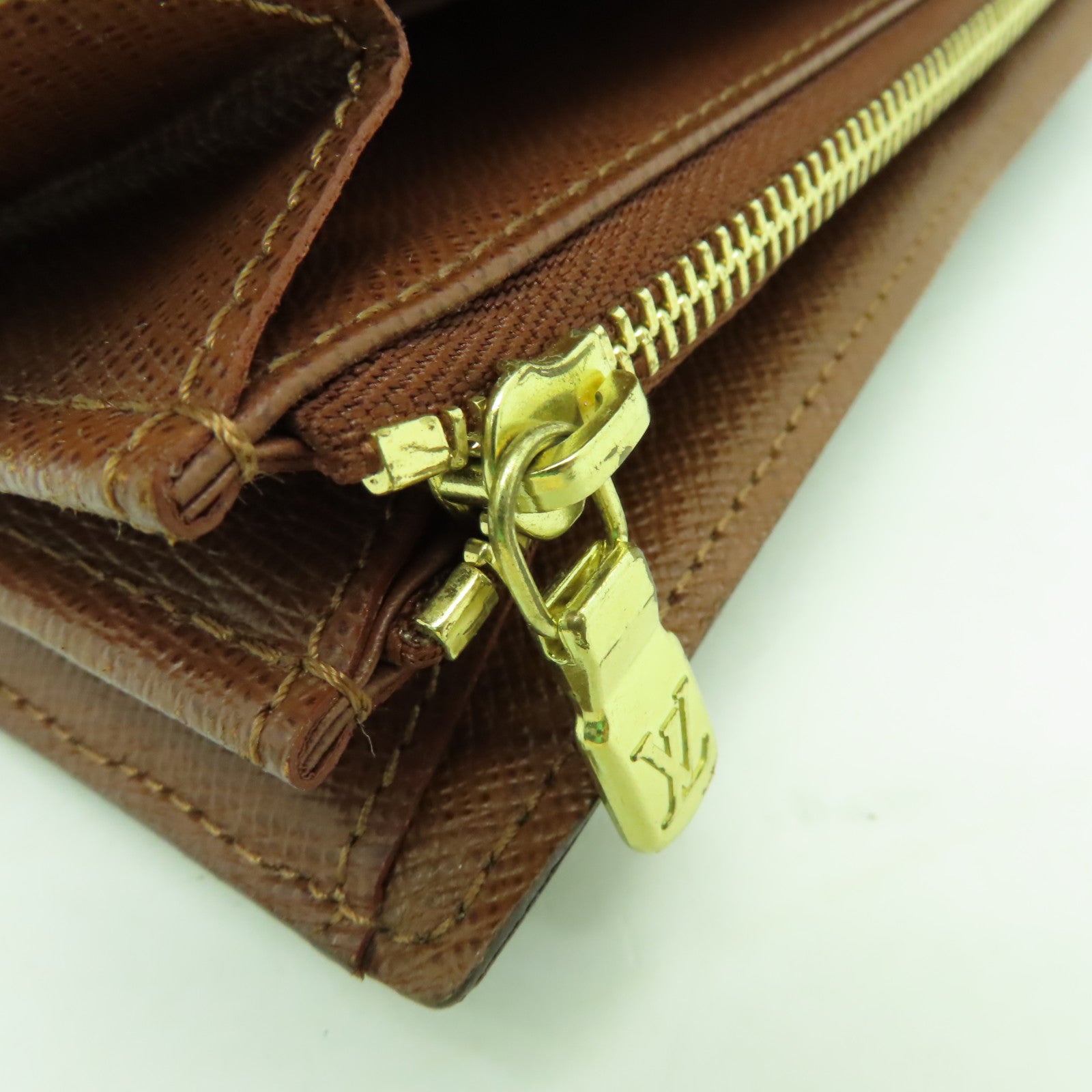 LOUIS VUITTON Monogram Long Wallet金扣長錢包棕色