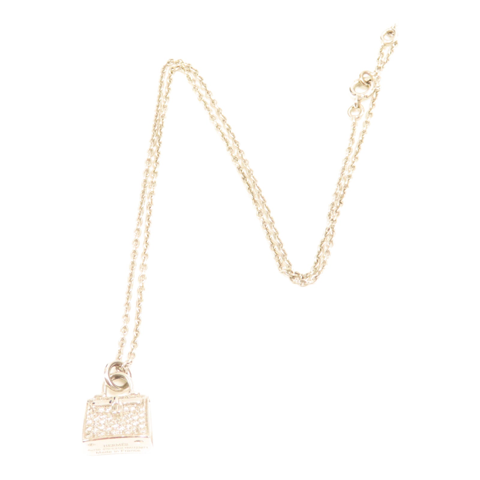HERMES 18K白金Amulettes H Kelly項鍊銀色