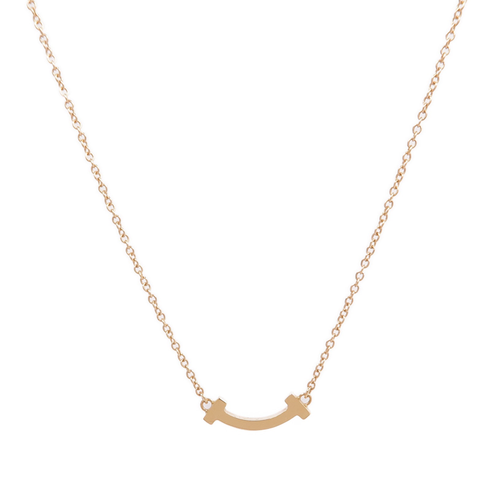TIFFANY＆CO 18K玫瑰金T Smile Necklace項鍊