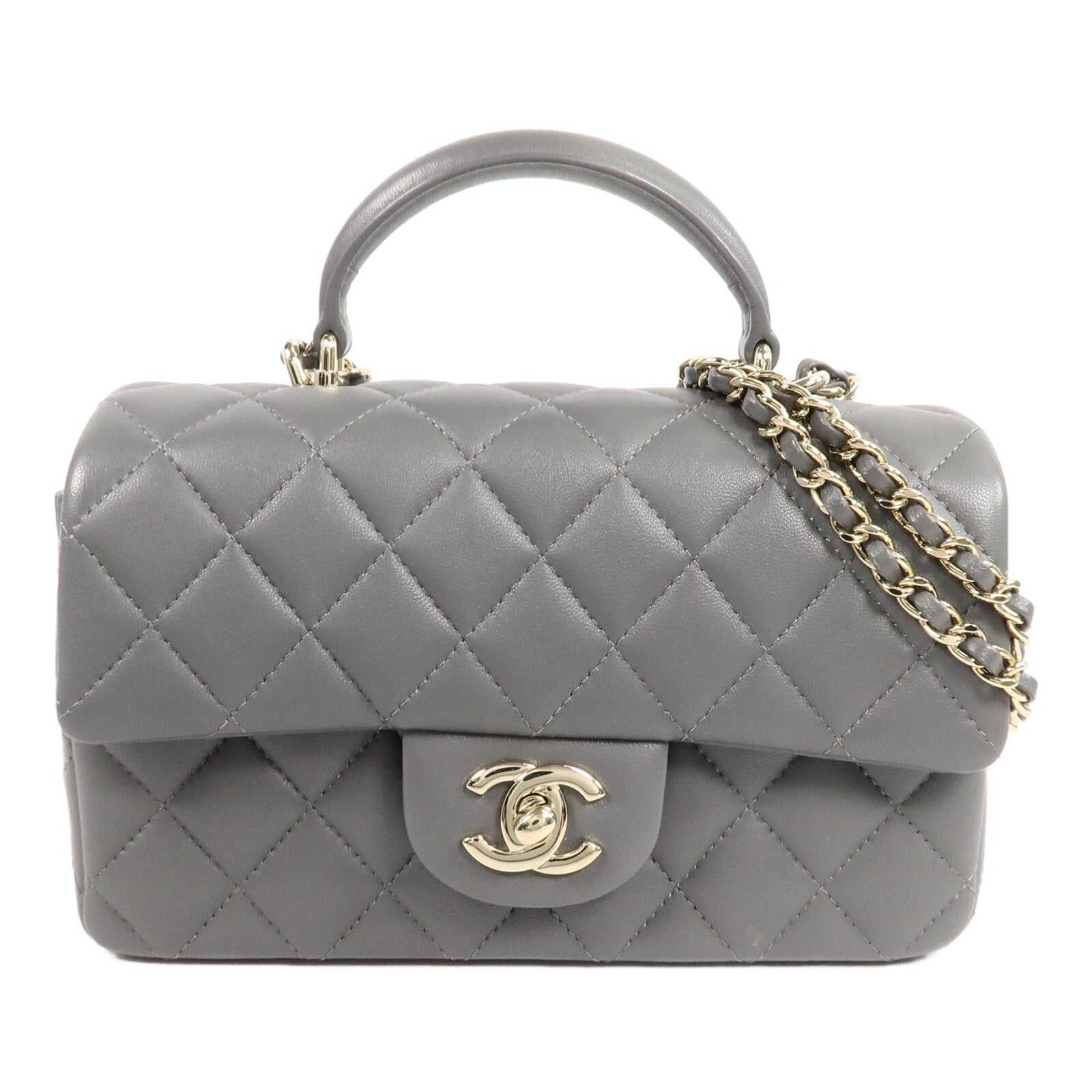 CHANEL 羊皮皮革Mini Flap With手挽肩背兩用袋