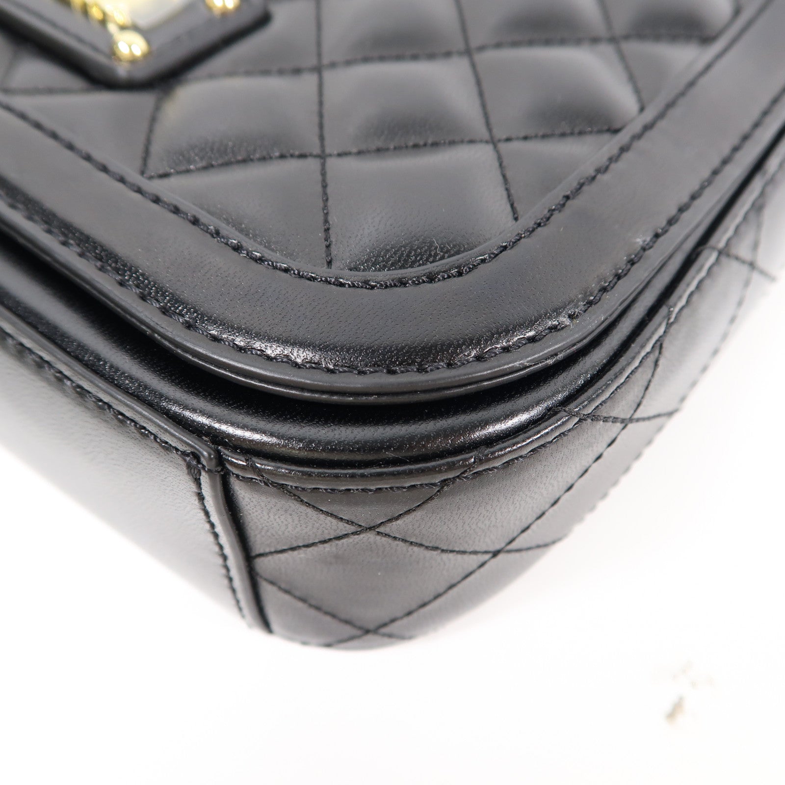 MOSCHINO 菱格塗層帆布Shoulder Bag金扣肩背袋黑色