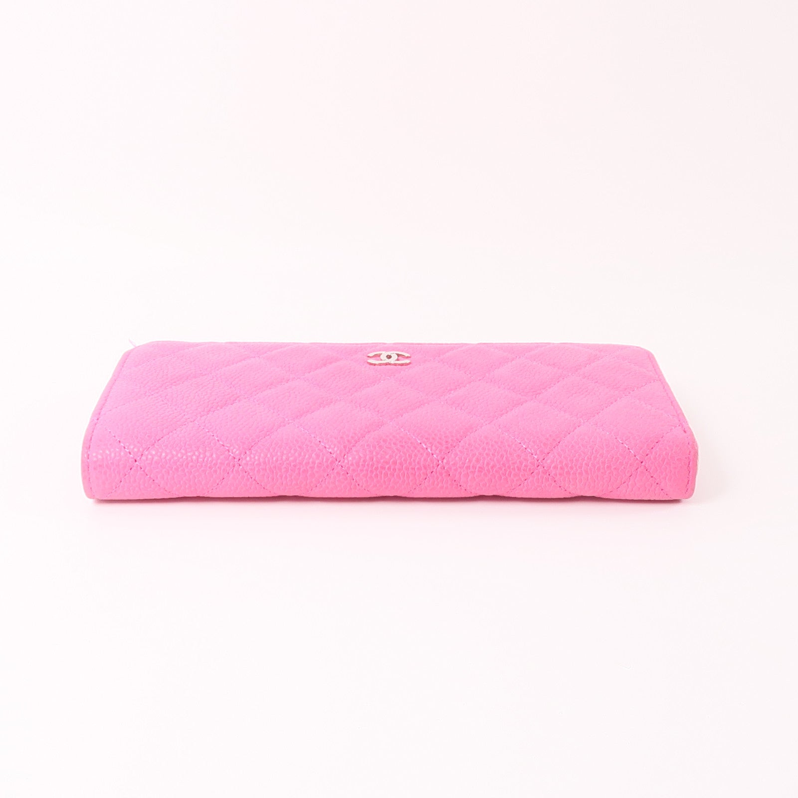 CHANEL 牛皮皮革Long Wallet銀扣長錢包粉紅色