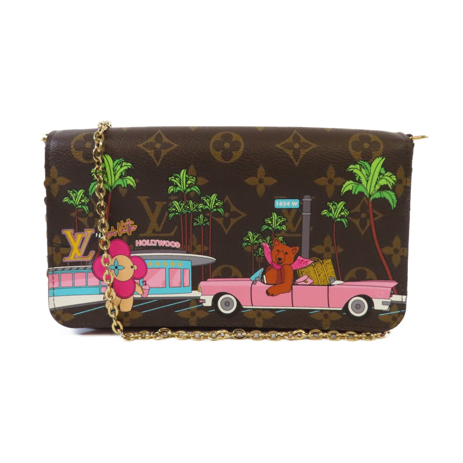 LOUIS VUITTON Monogram Felicie Pochette金扣鏈帶肩背袋啡色