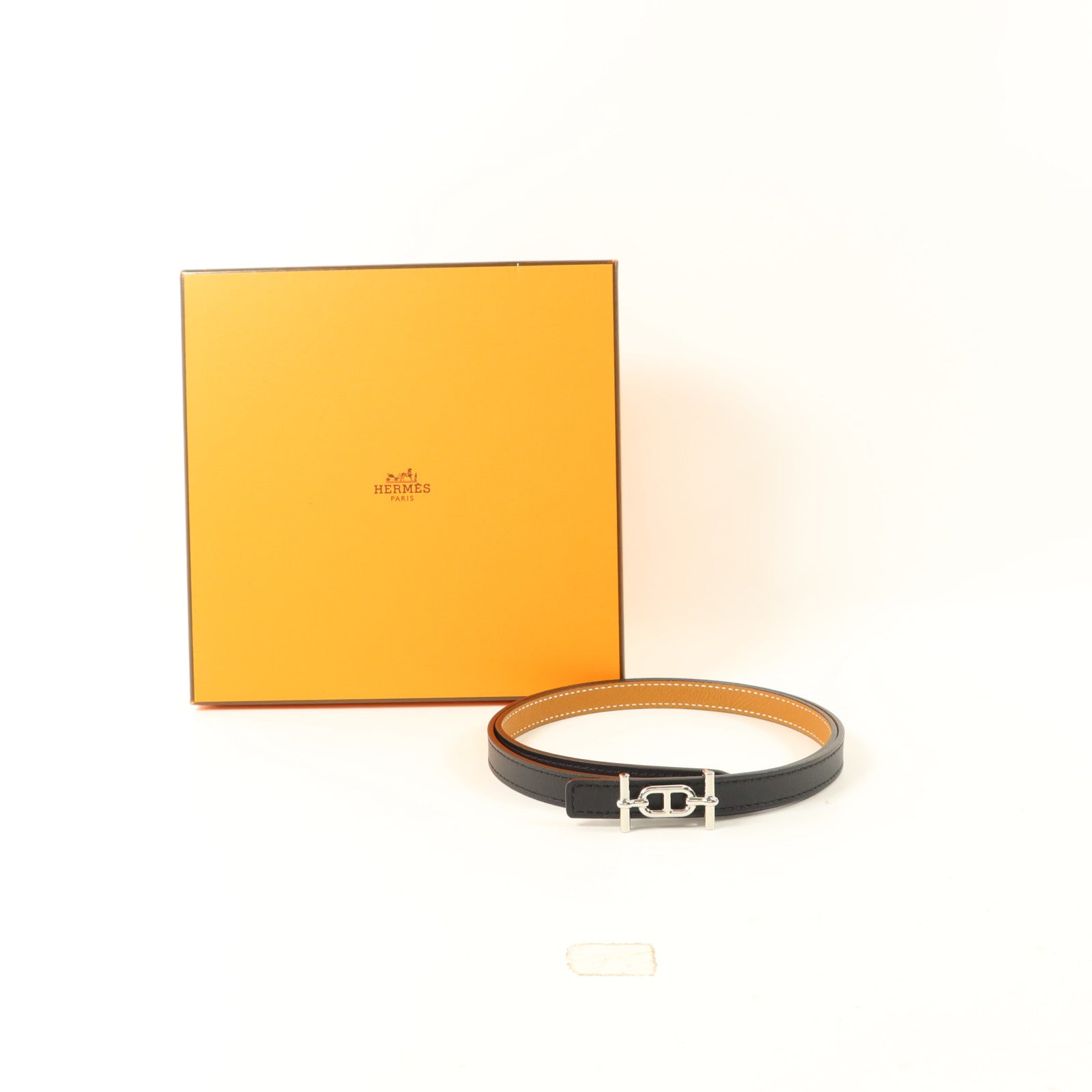 HERMES Swift/Epsom皮革Ancre Belt皮帶Noir/Gold