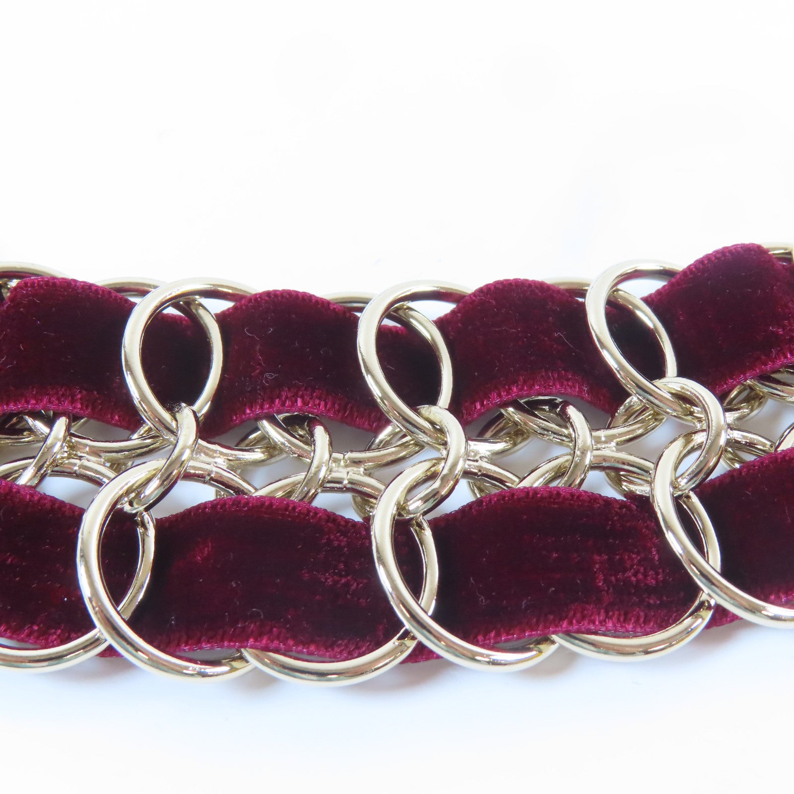 CHANEL 【激減優惠】金屬/天鵝絨Chain Belt腰帶金色/紅色