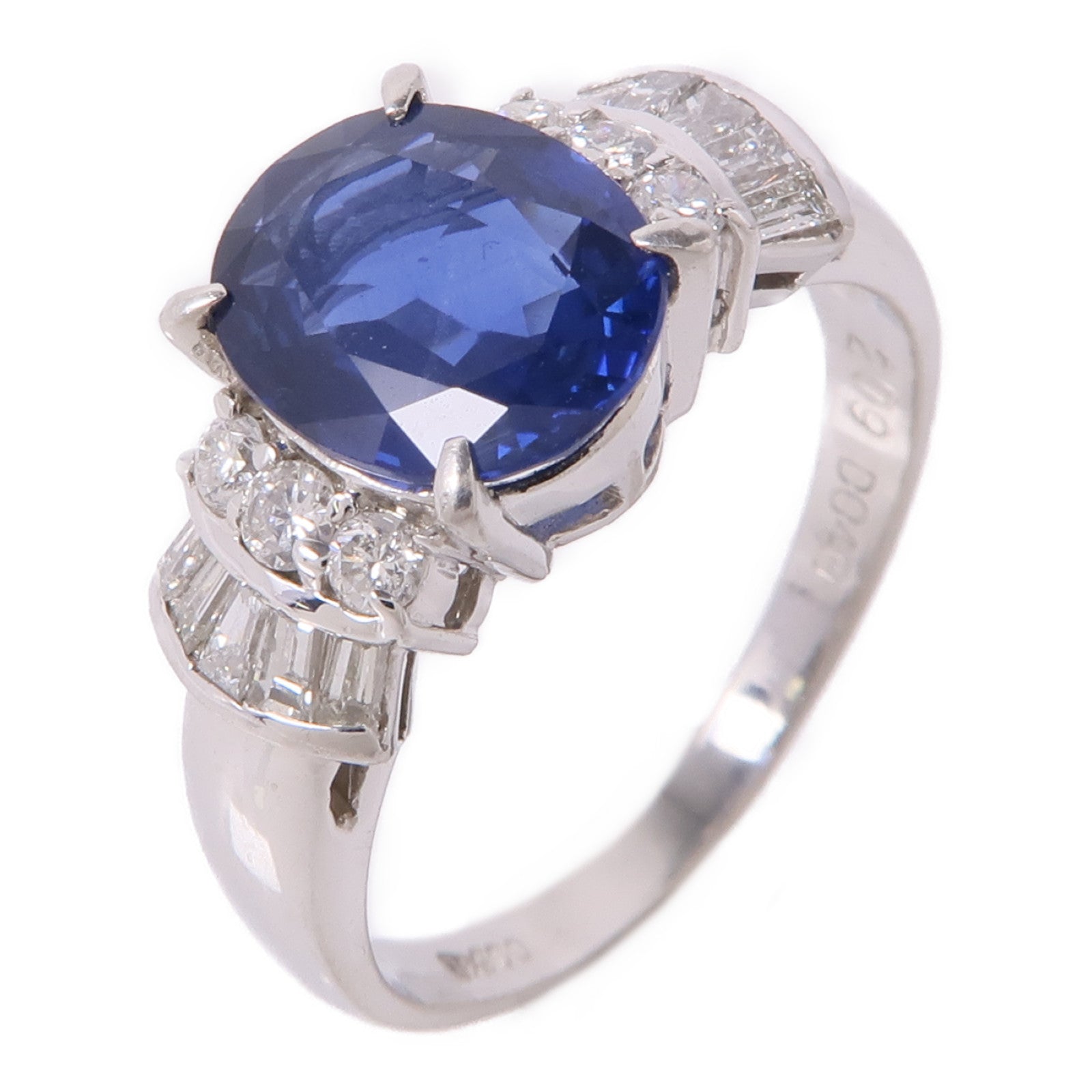 JEWELRY PT900鉑金Sapphire/Diamond Ring藍寶石/鑽石戒指US#7.5