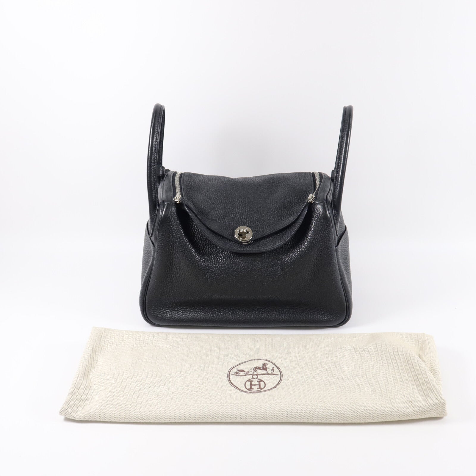 HERMES Clemence皮革Lindy 30手挽肩背兩用袋Noir