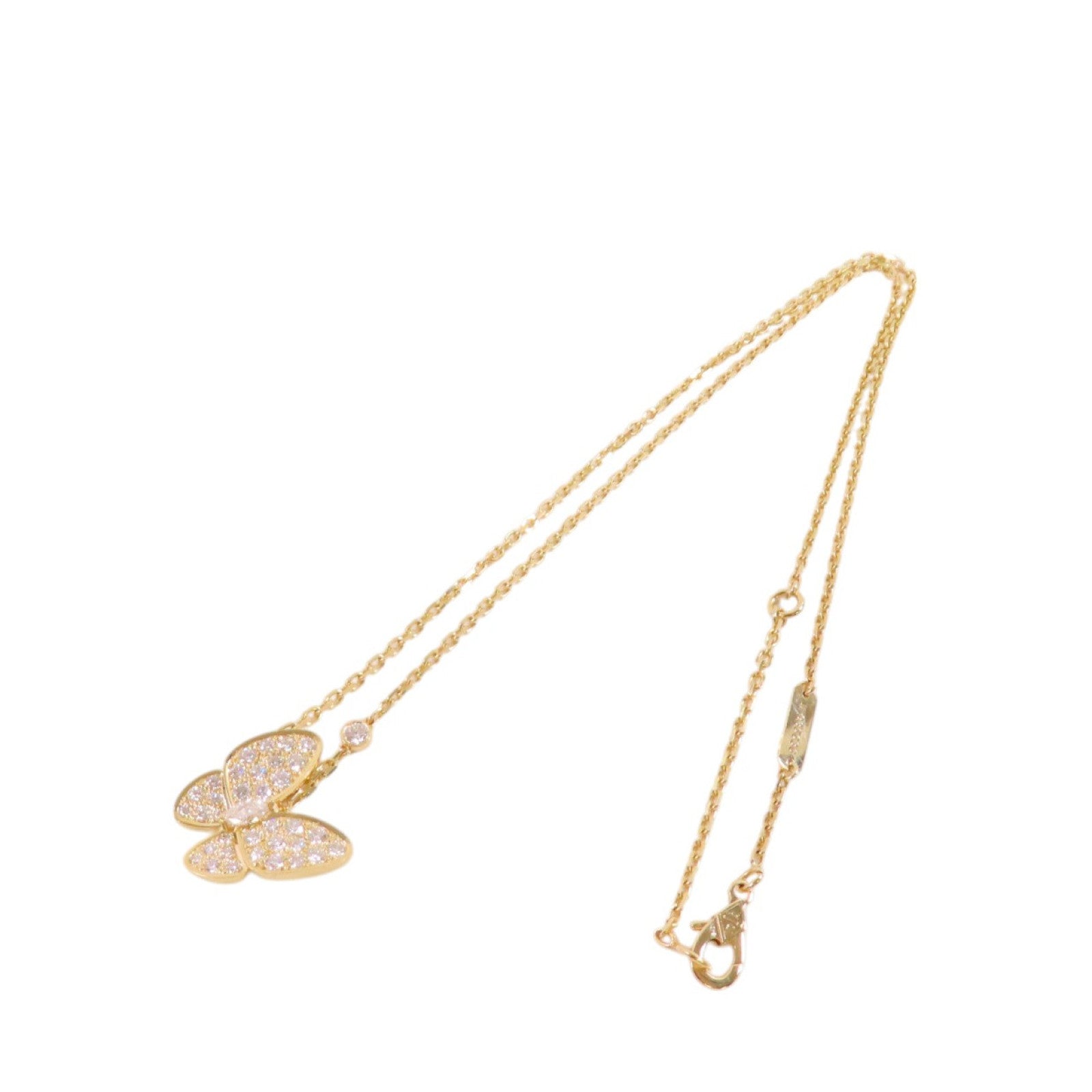 Van Cleef & Arpels 18K黃金/鑽石Two Butterfly Pendant Necklace金扣項鏈