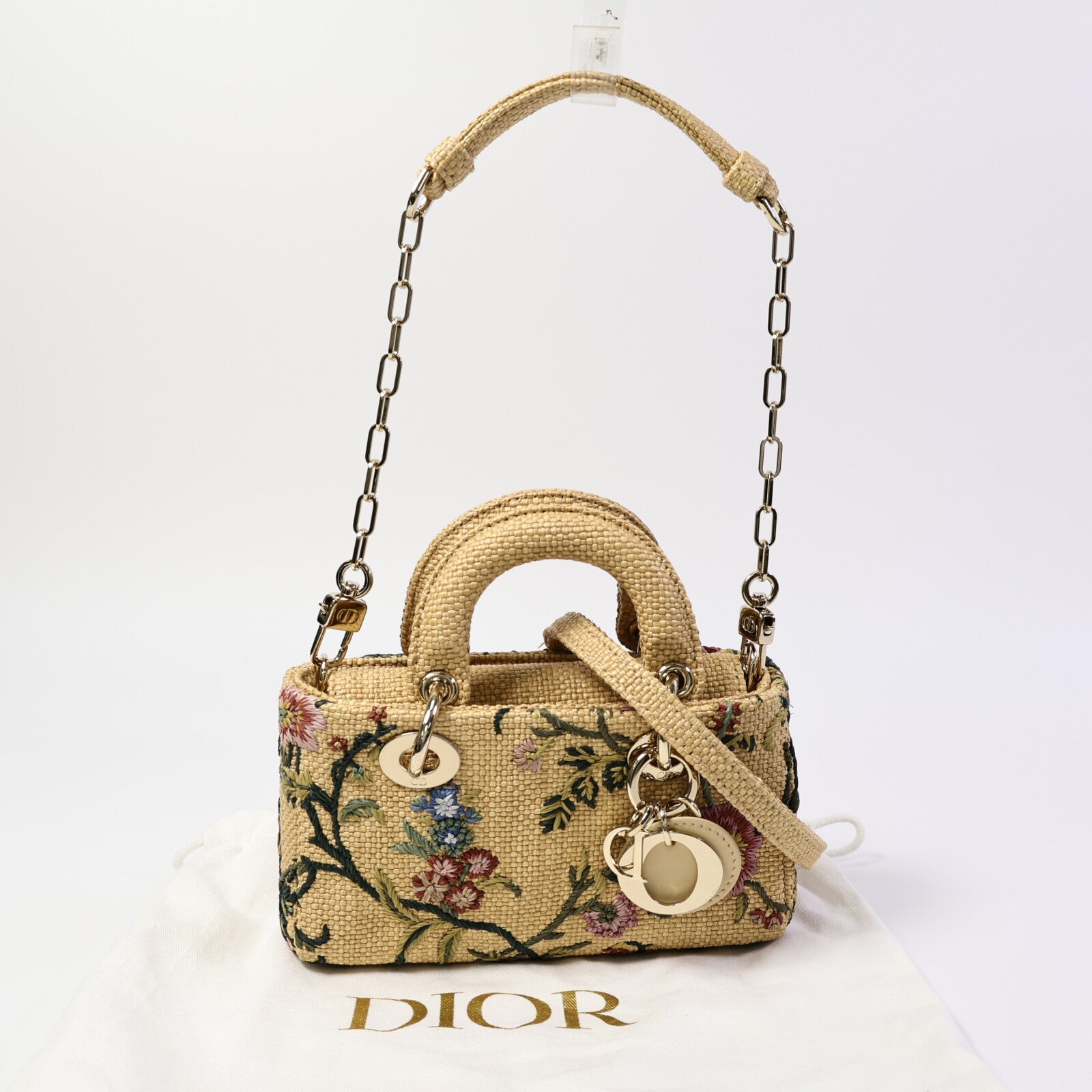 Dior 藤料Lady D-Joy Micro手挽肩背兩用袋