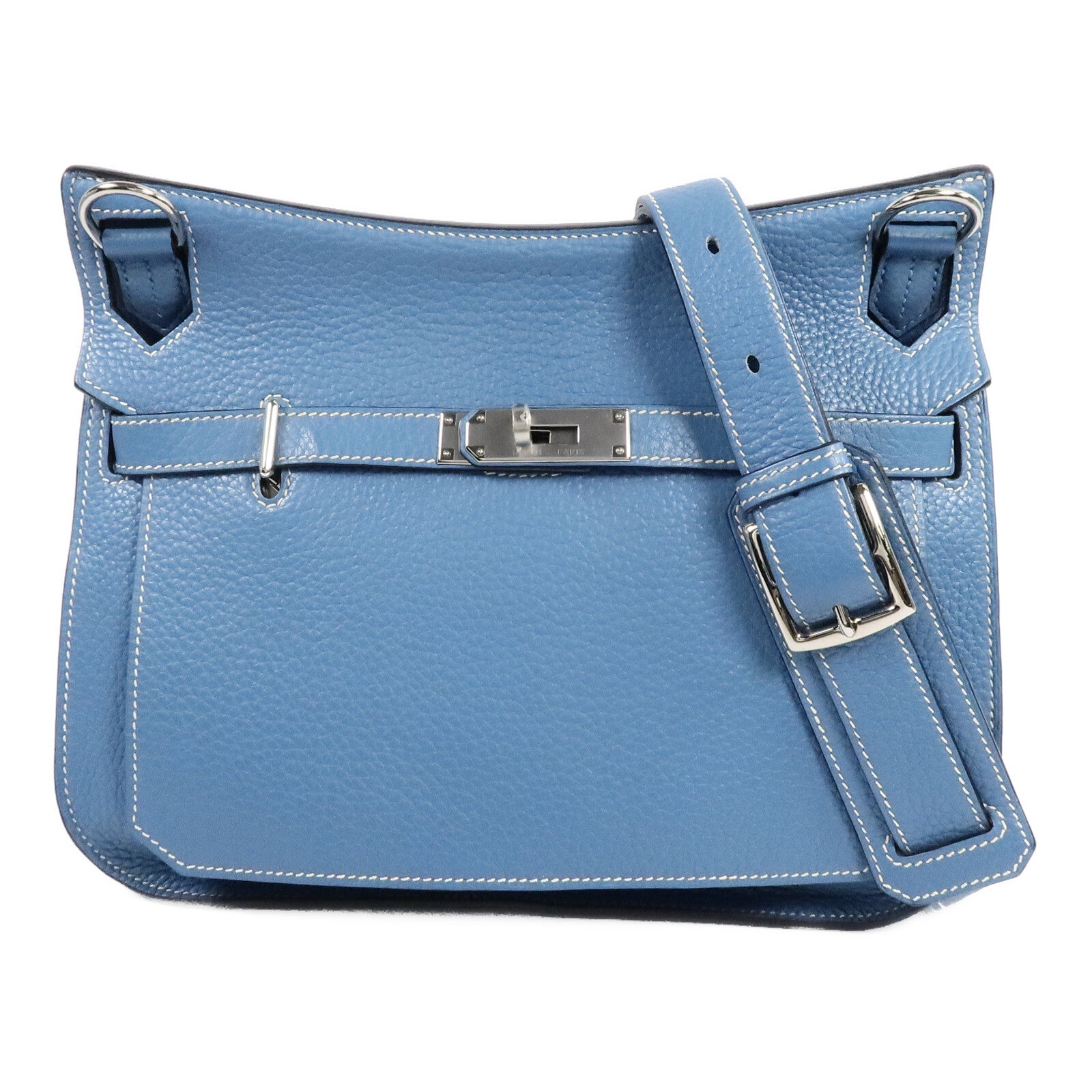 HERMES Togo皮革Jypsiere 28肩背袋Blue Jean