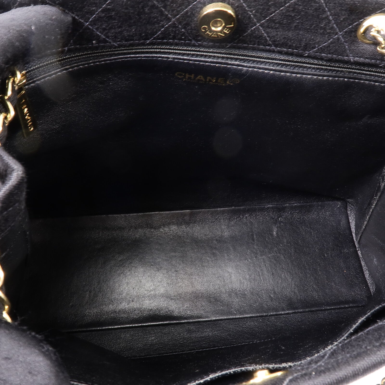 CHANEL 棉布Vintage Shoulder Bag鏈帶手挽肩背兩用袋