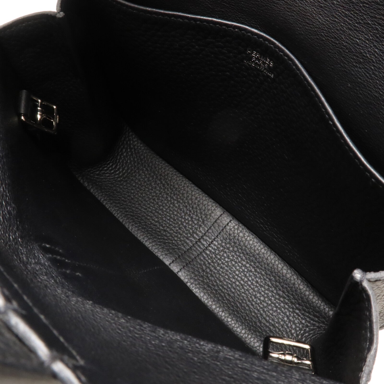 HERMES Clemence皮革Halzan 25手挽肩背兩用袋Noir