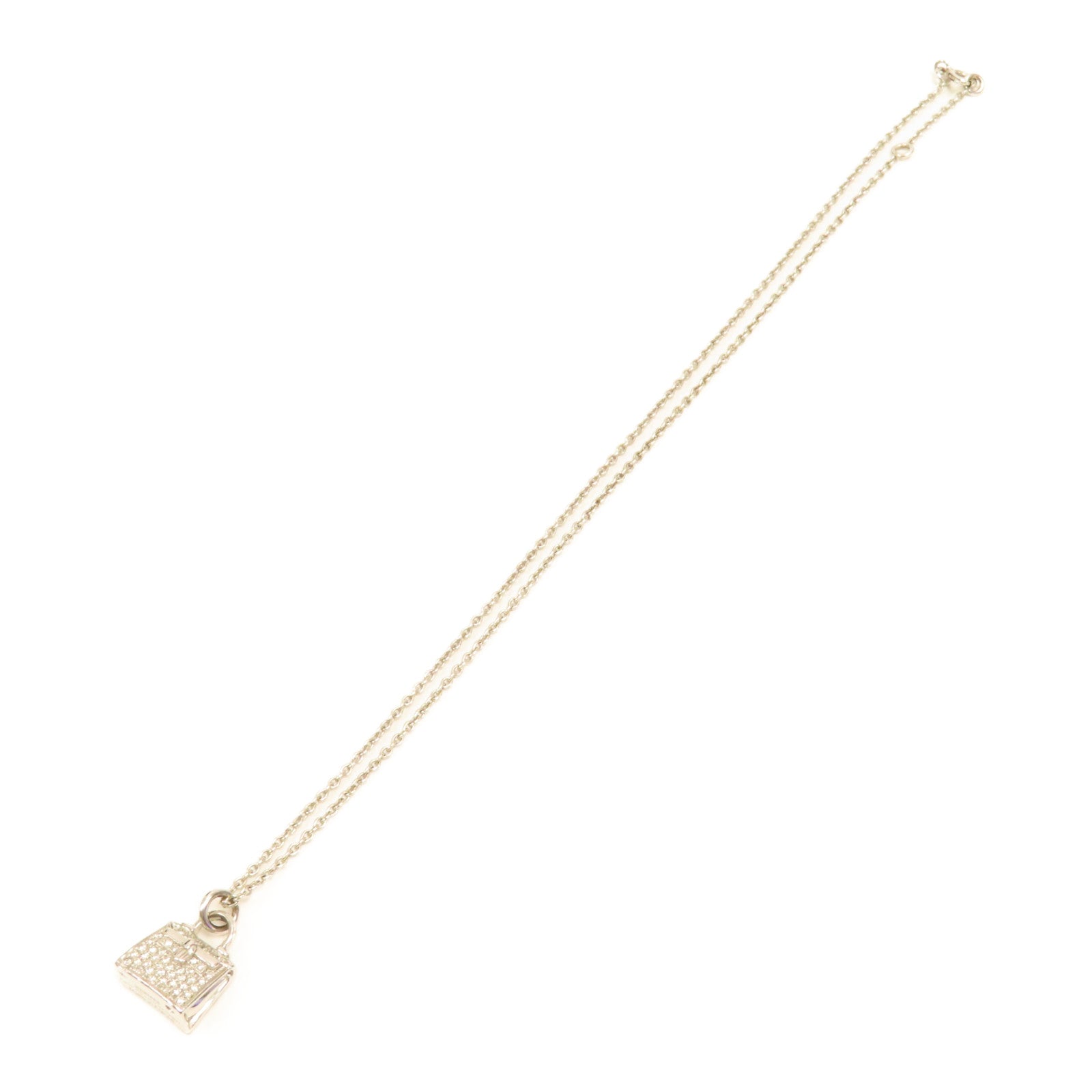 HERMES 18K白金Amulettes H Kelly項鍊銀色