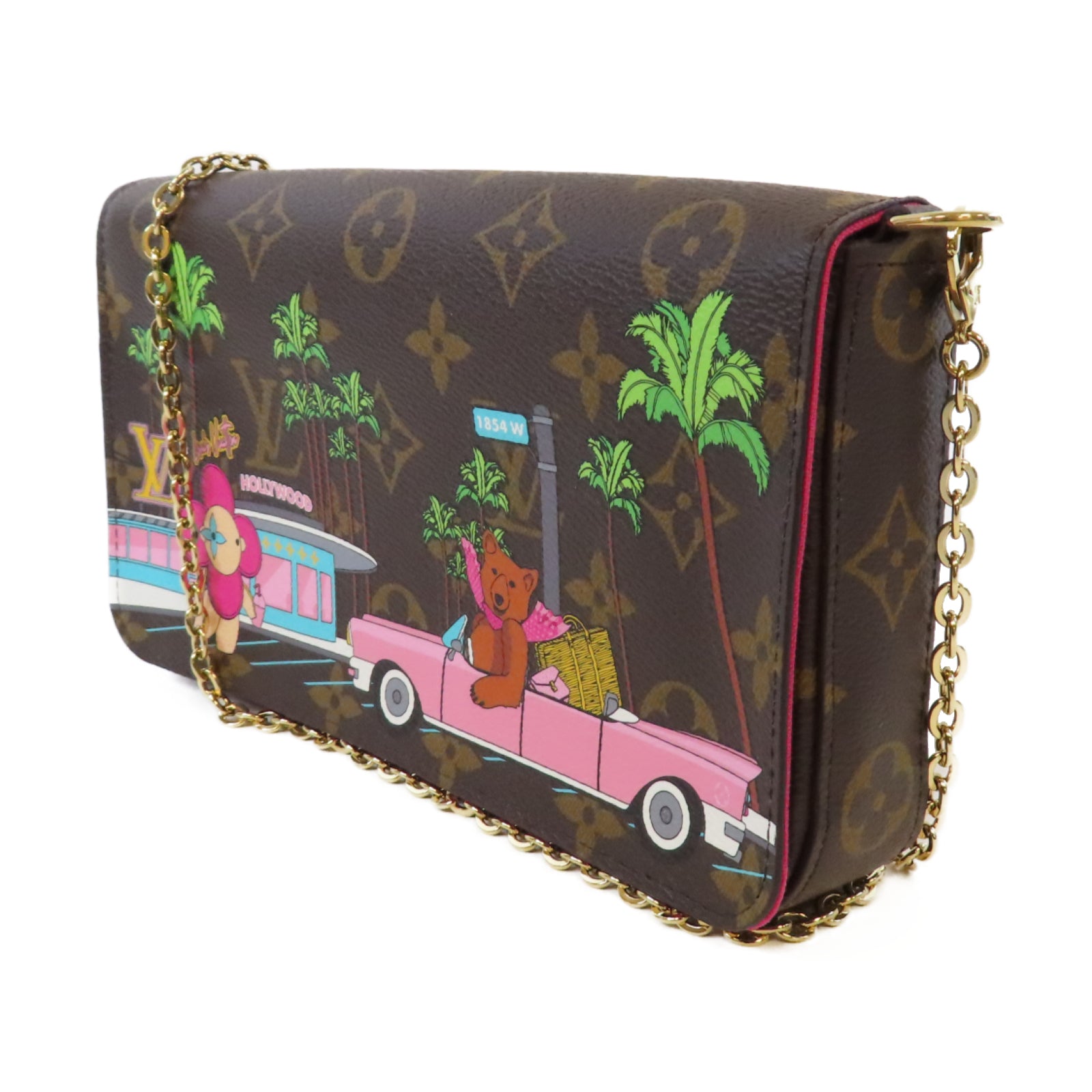 LOUIS VUITTON Monogram Felicie Pochette金扣鏈帶肩背袋啡色