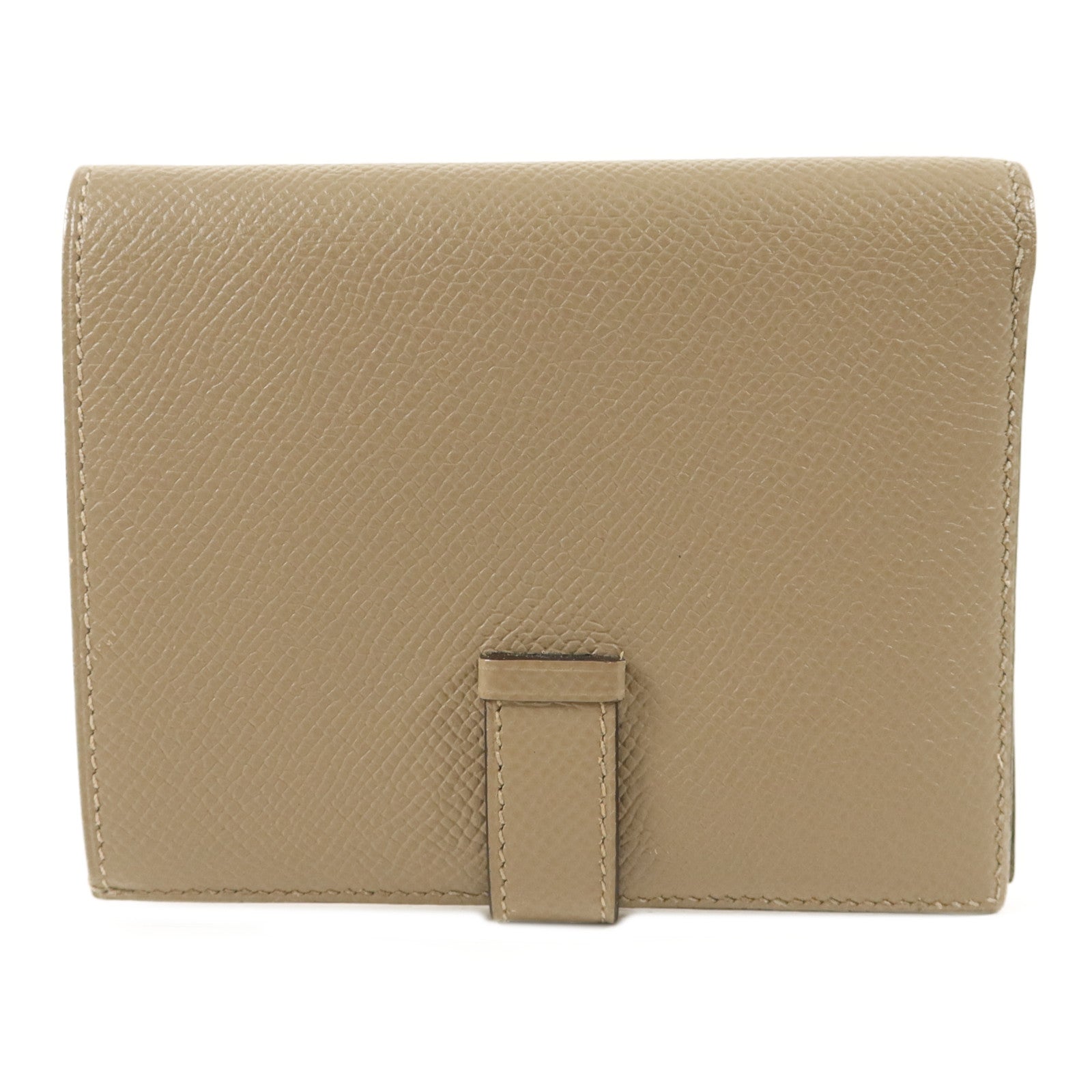 HERMES Epsom皮革Bearn Compact Wallet銀扣錢包Gris Asphalte