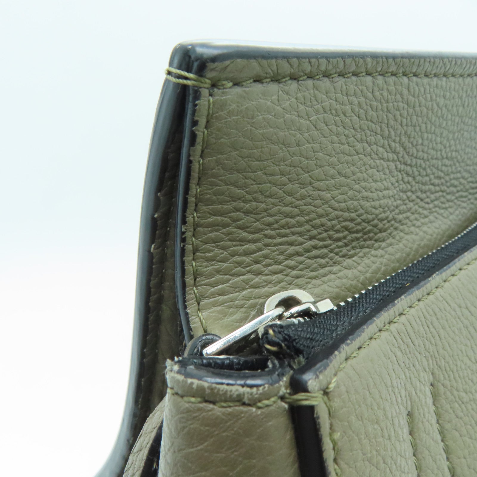 CELINE 牛皮皮革Shoulder Bag银扣肩背袋灰色