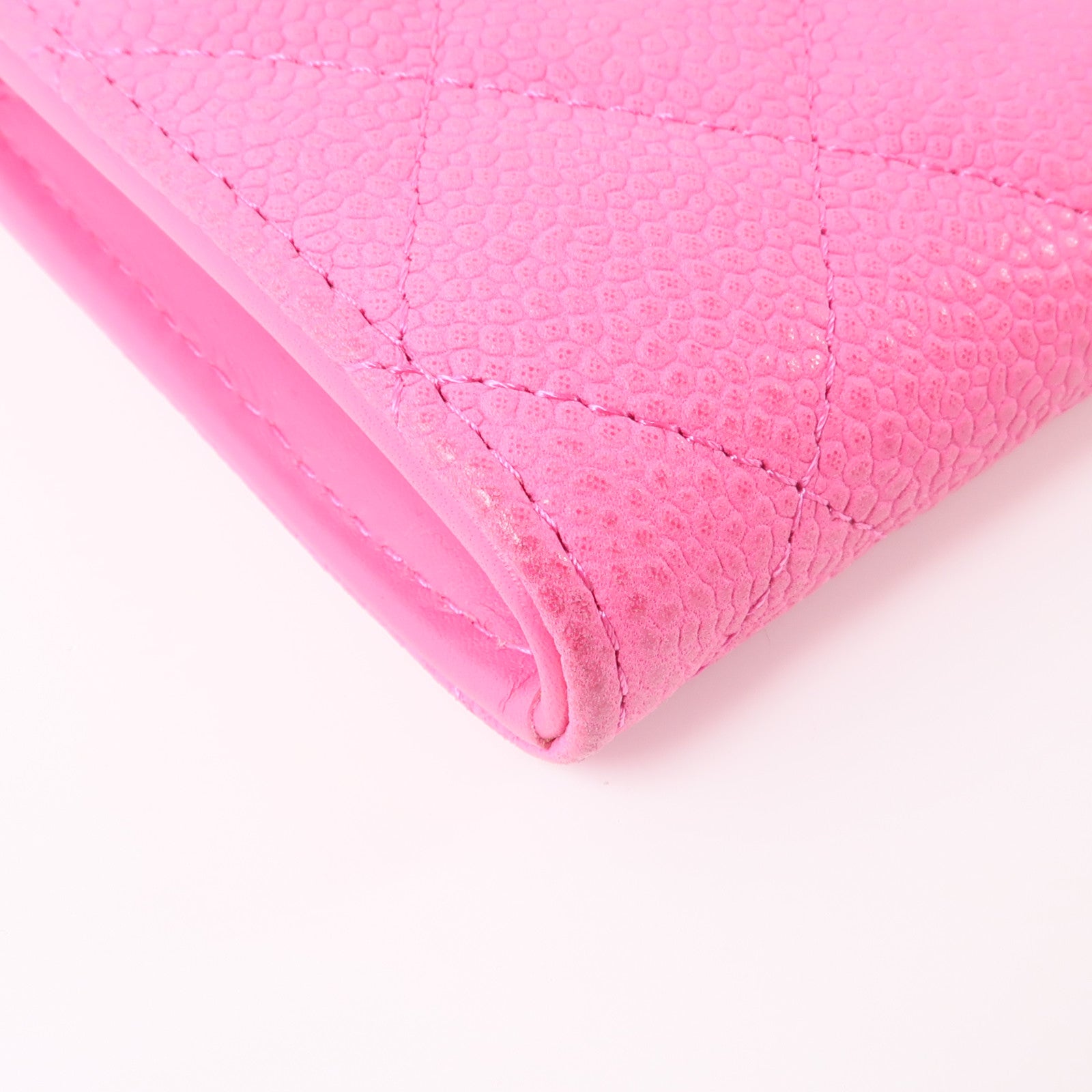 CHANEL 牛皮皮革Long Wallet銀扣長錢包粉紅色