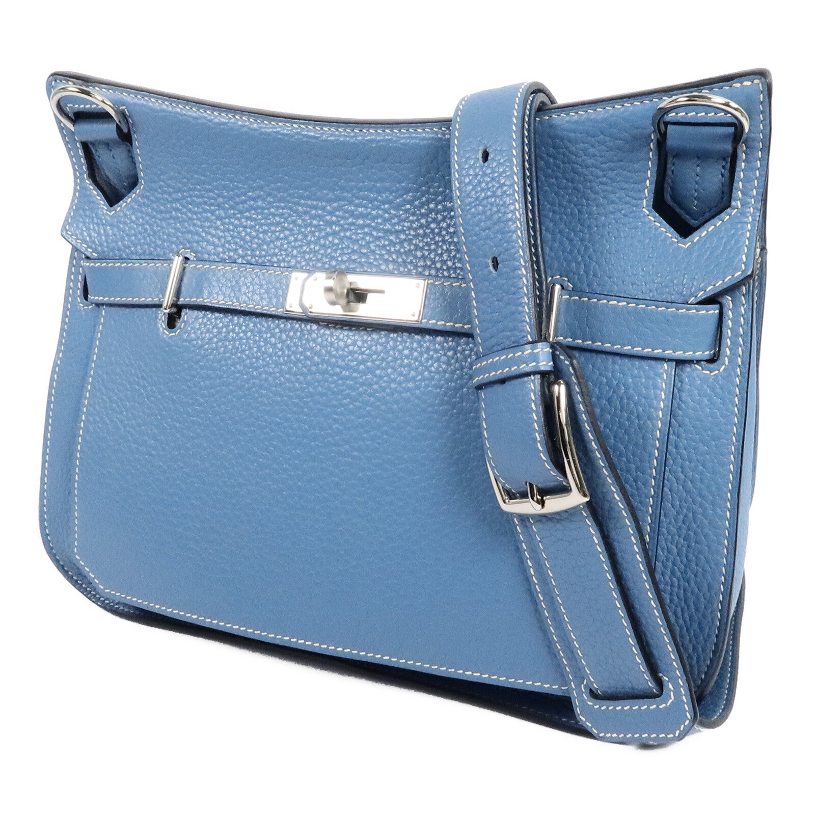 HERMES Togo皮革Jypsiere 28肩背袋Blue Jean