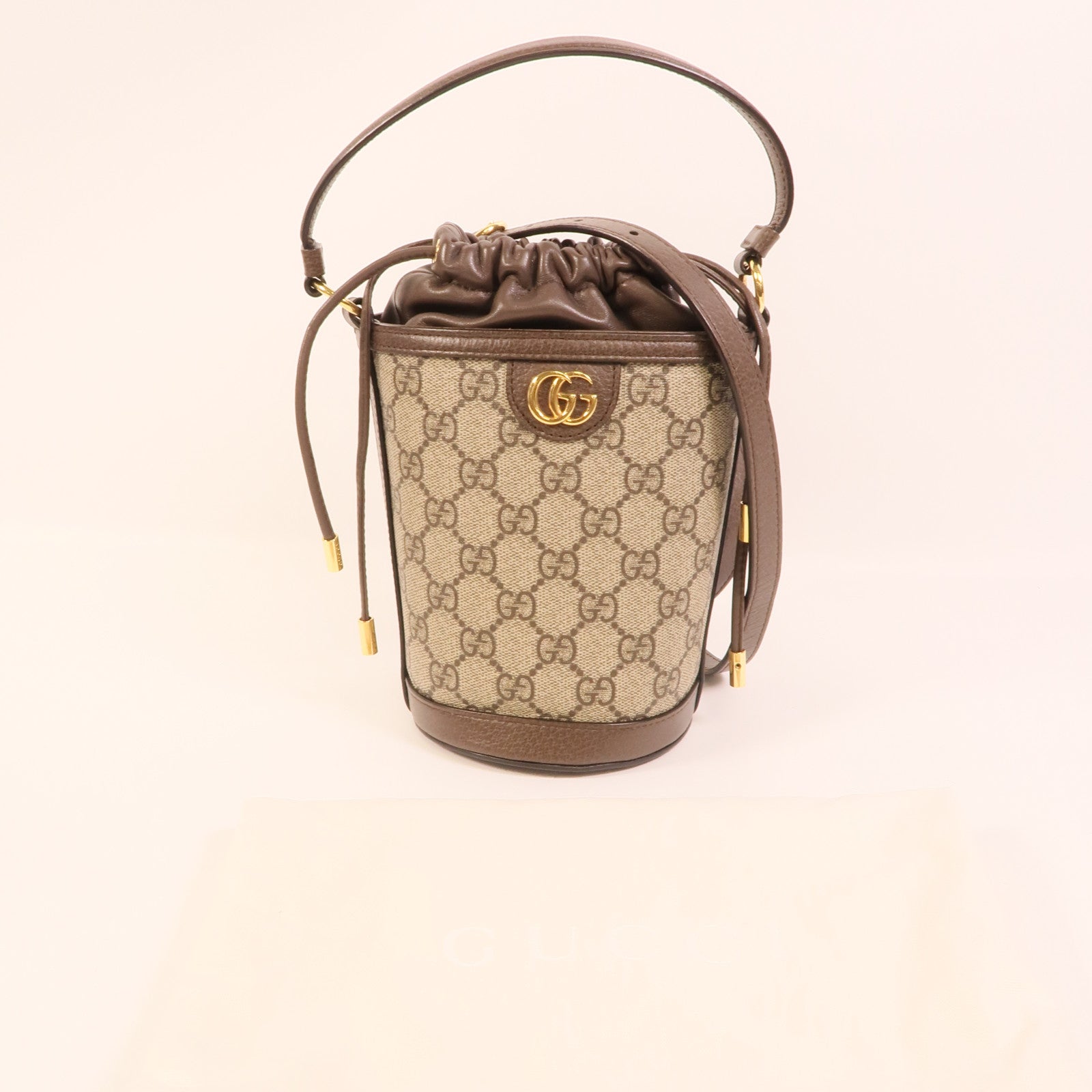 GUCCI 塗層帆布GG Superme Basket Mini手挽肩背兩用袋