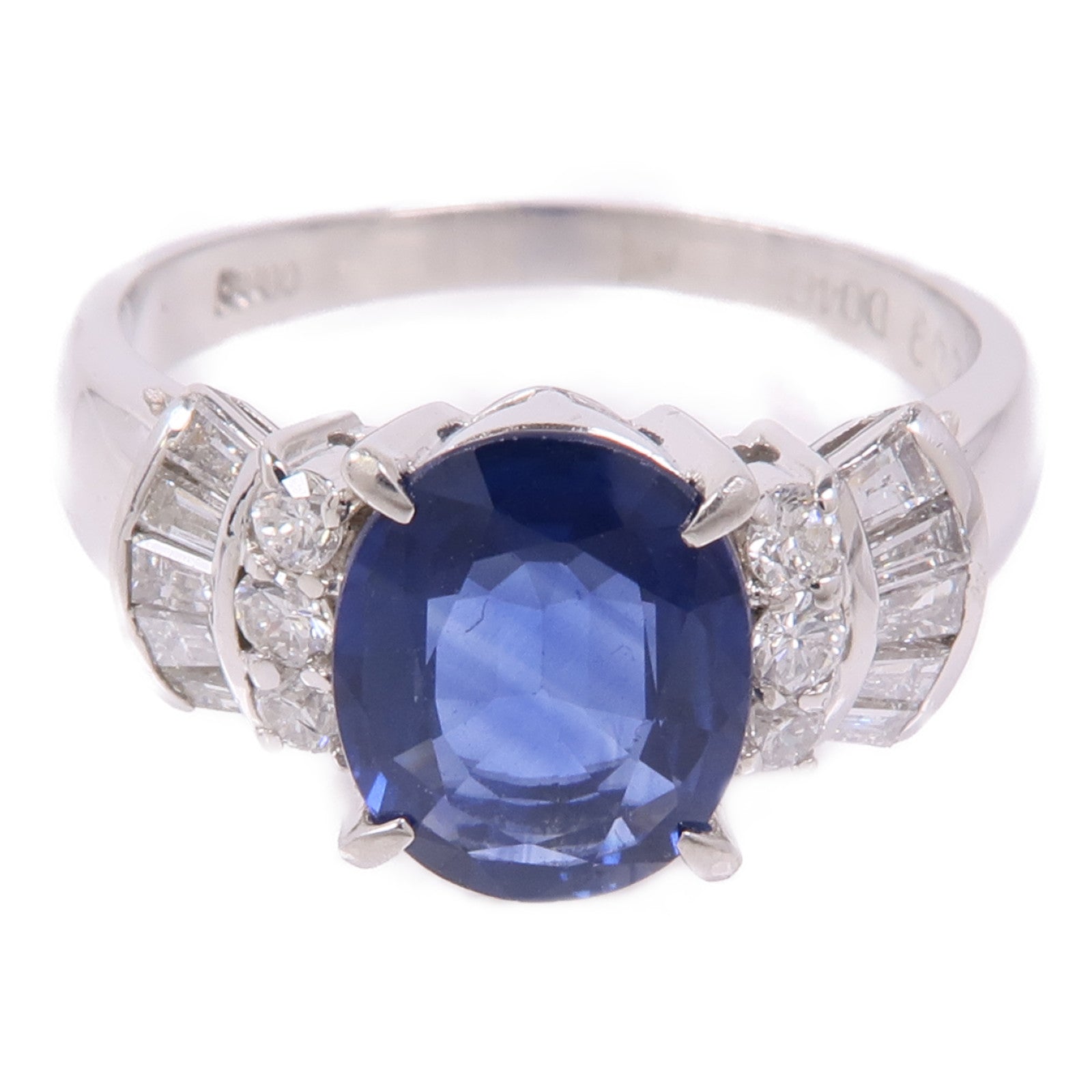 JEWELRY PT900鉑金Sapphire/Diamond Ring藍寶石/鑽石戒指US#7.5