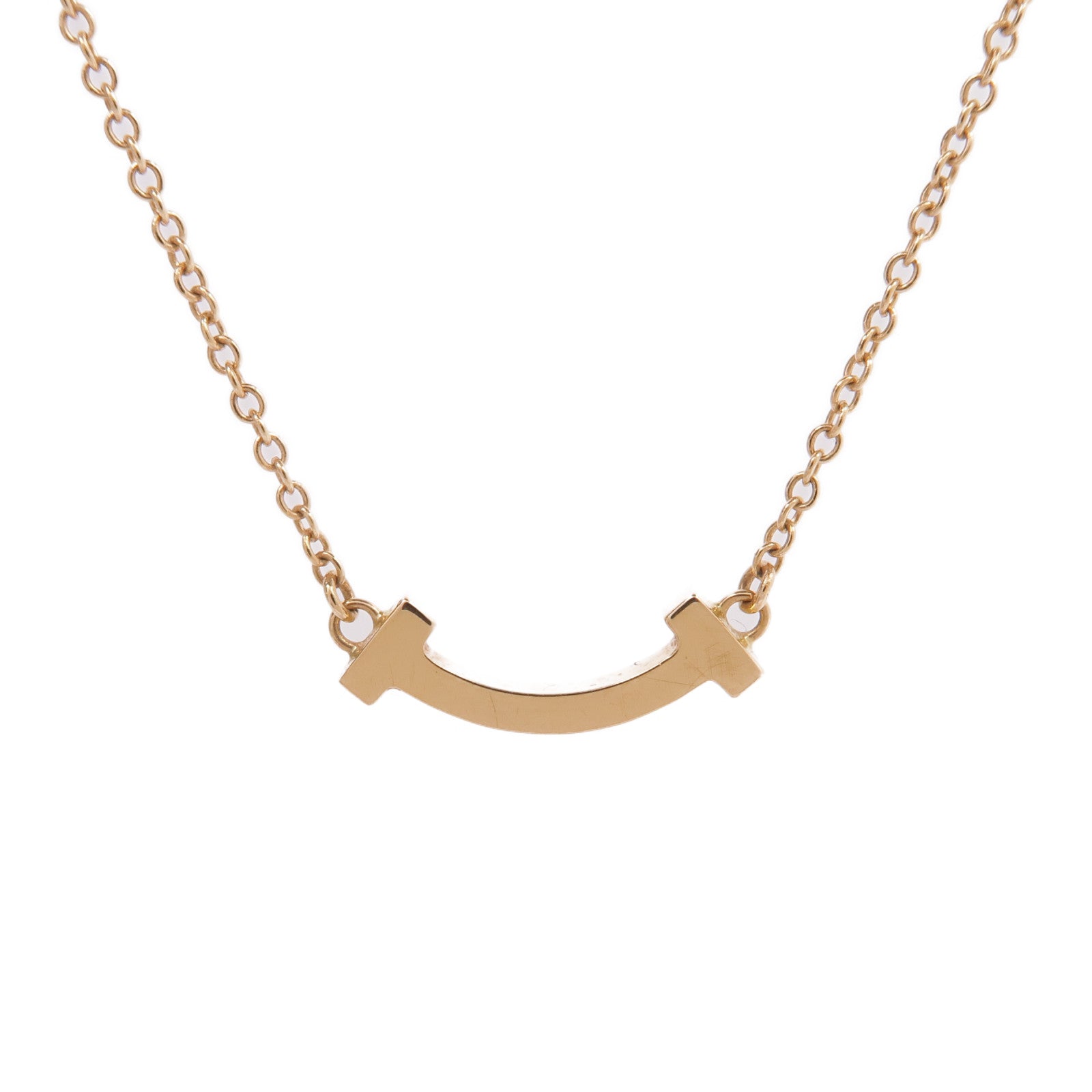 TIFFANY＆CO 18K玫瑰金T Smile Necklace項鍊