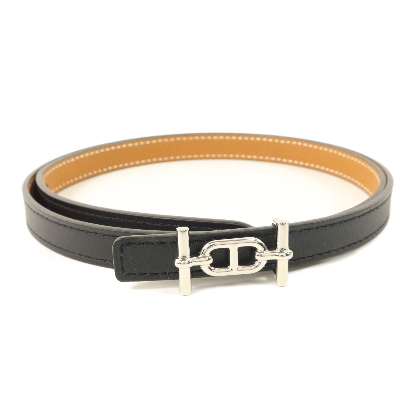 HERMES Swift/Epsom皮革Ancre Belt皮帶Noir/Gold