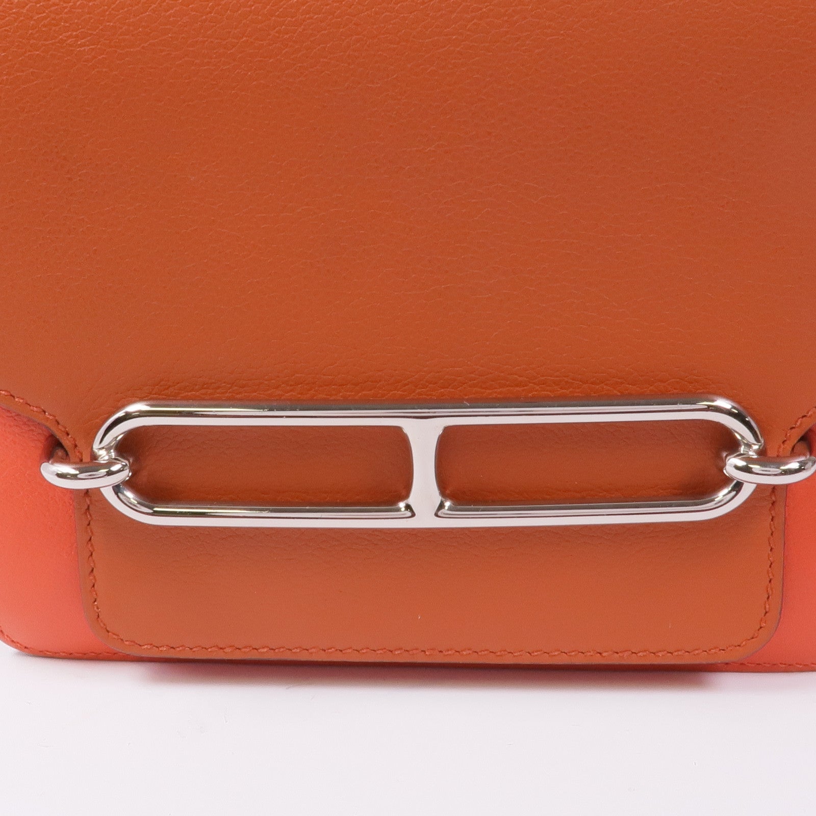 HERMES Evercolor皮革Roulis Mini銀扣肩背袋Capucine/Terre Battu