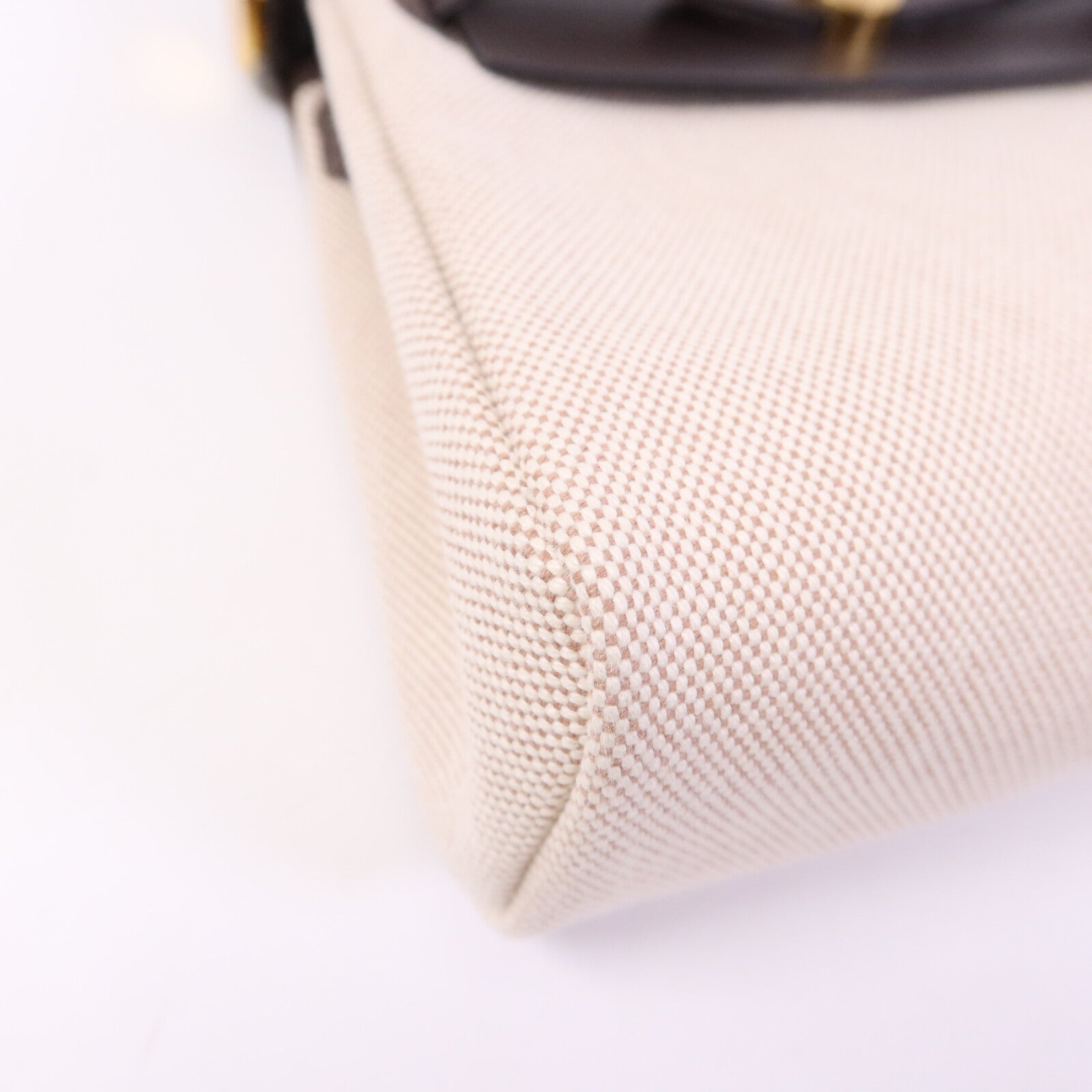 HERMES 帆布/Hunter皮革Mini Herbag金扣肩背袋Chocolat