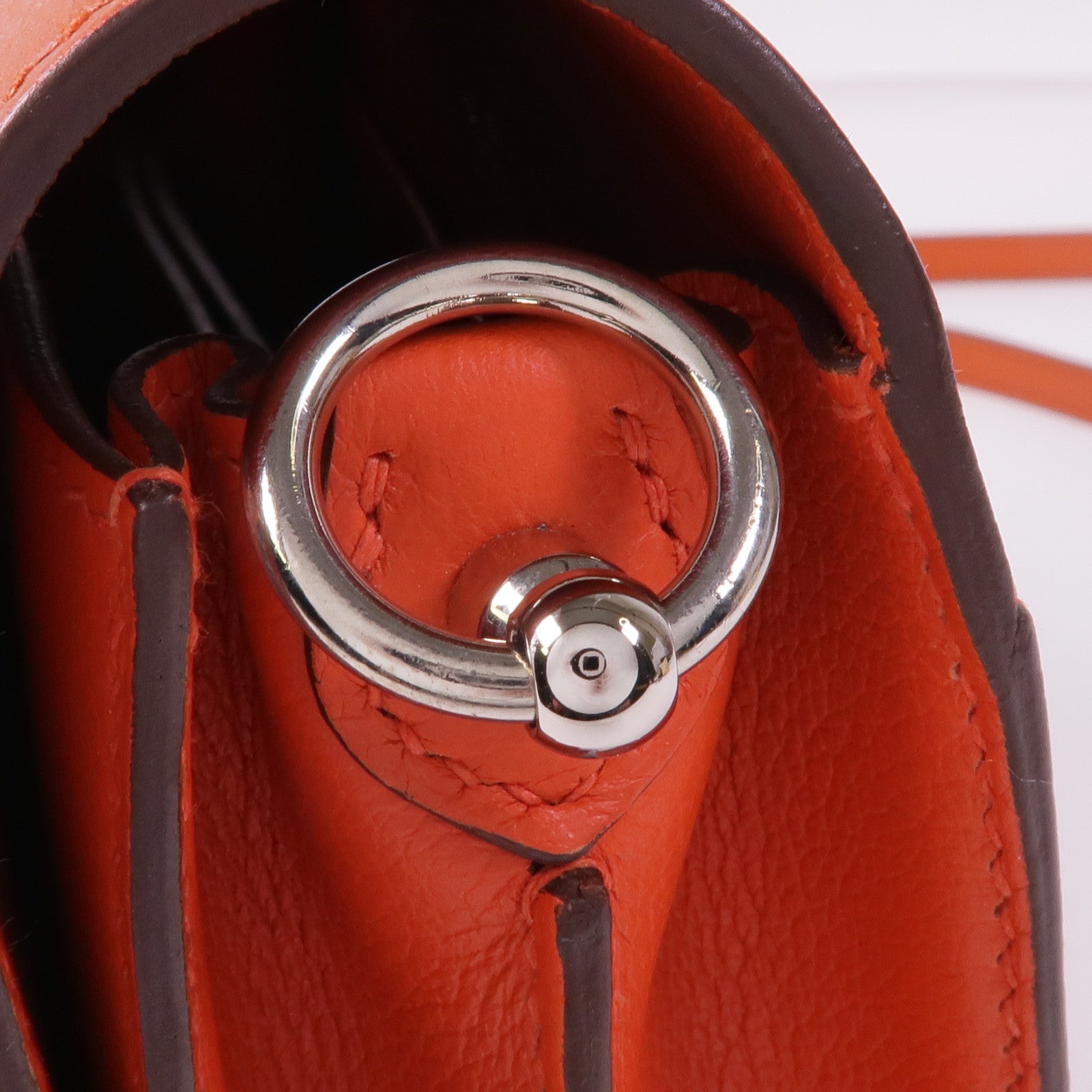 HERMES Evercolor皮革Roulis Mini銀扣肩背袋Capucine/Terre Battu