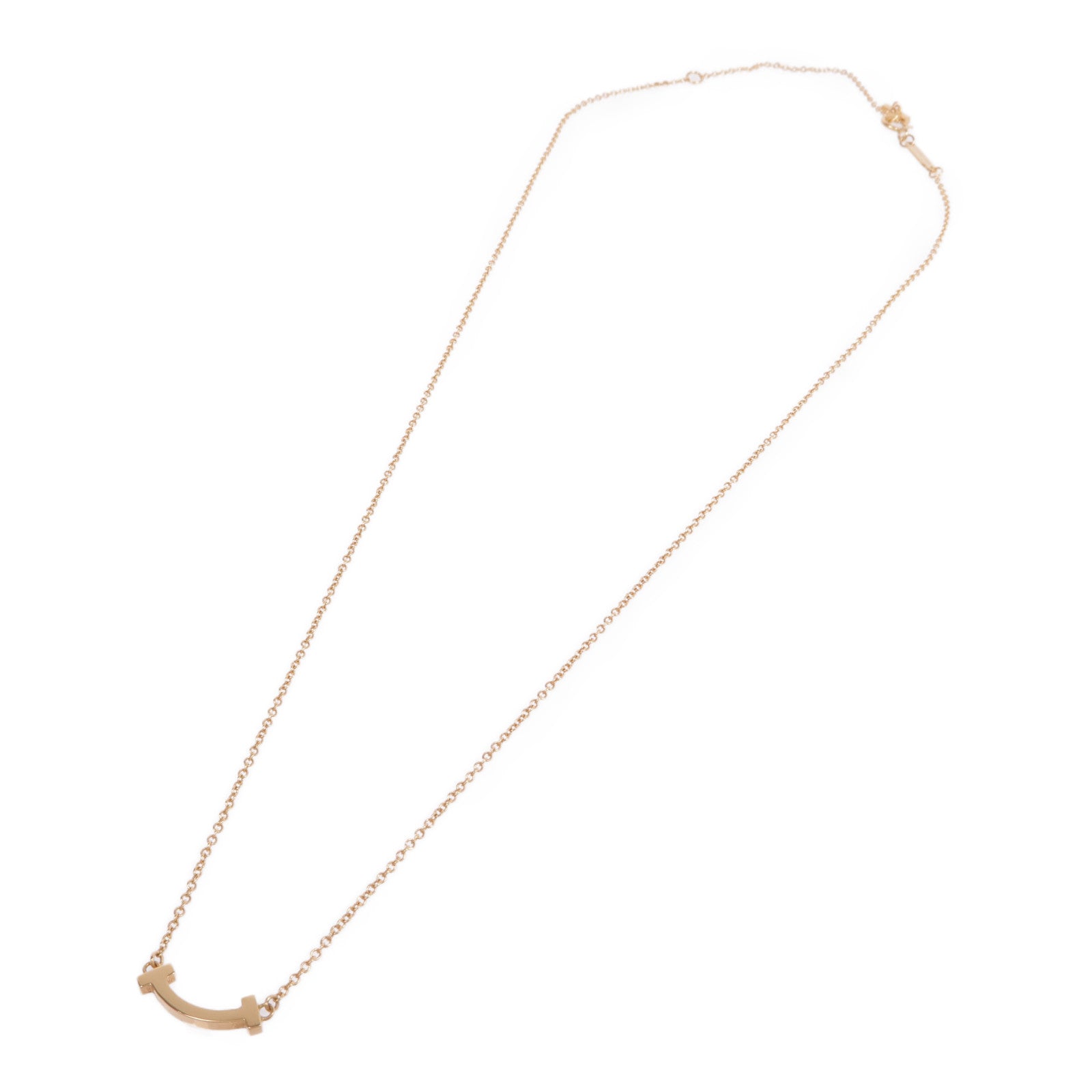 TIFFANY＆CO 18K玫瑰金T Smile Necklace項鍊