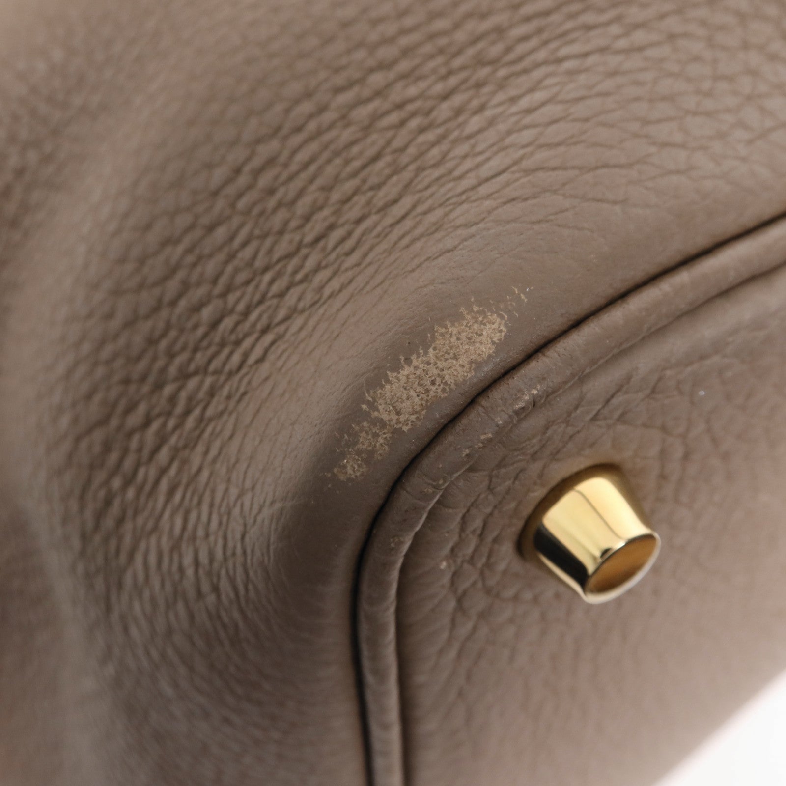 HERMES Clemence皮革Picotin PM金扣手挽袋Etoupe