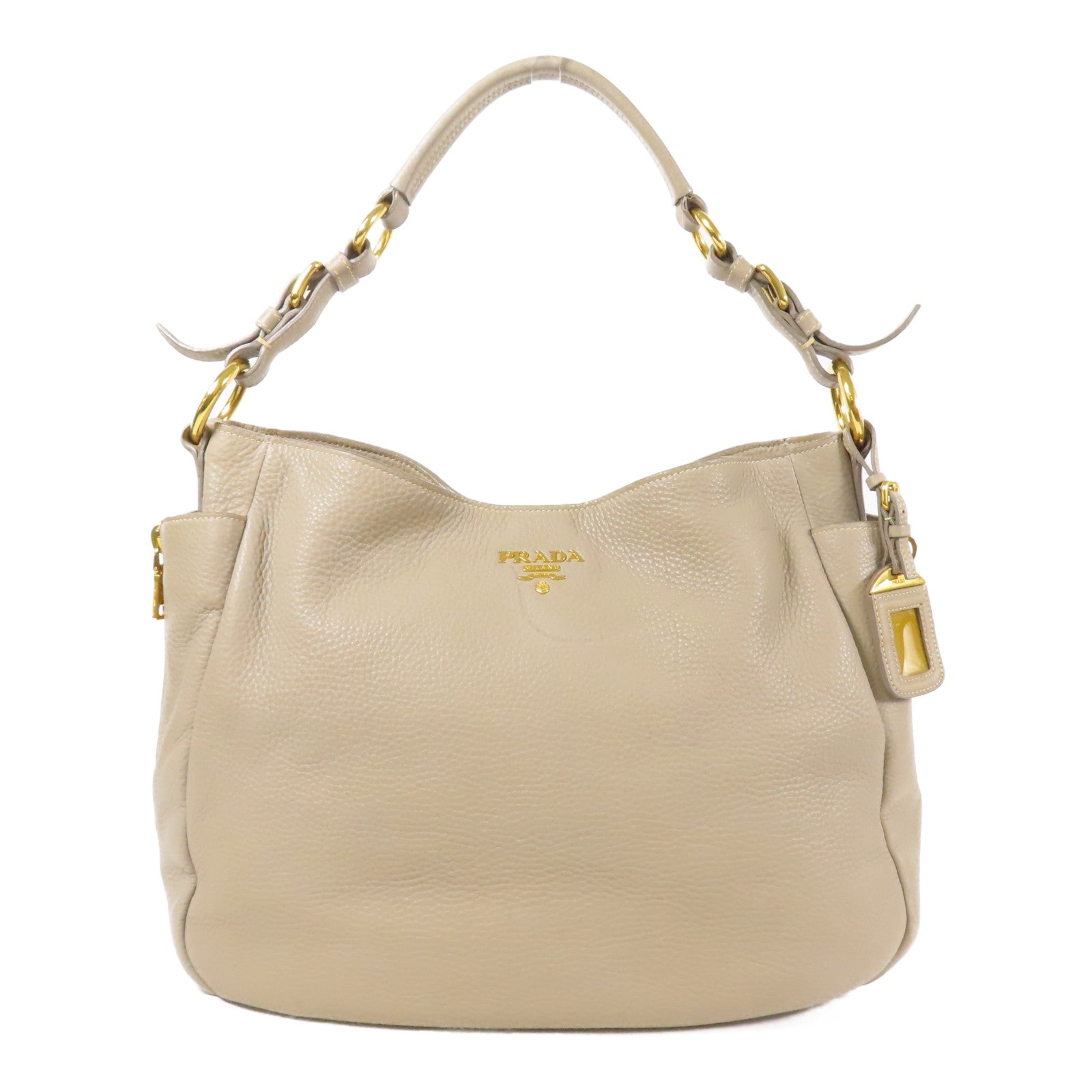 PRADA 皮革Vittelo Daino金扣肩背袋