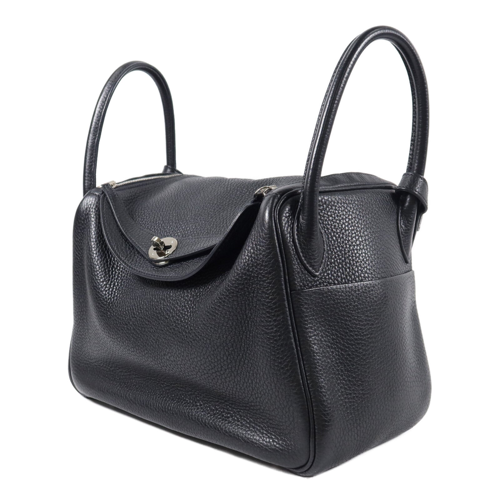 HERMES Clemence皮革Lindy 30手挽肩背兩用袋Noir