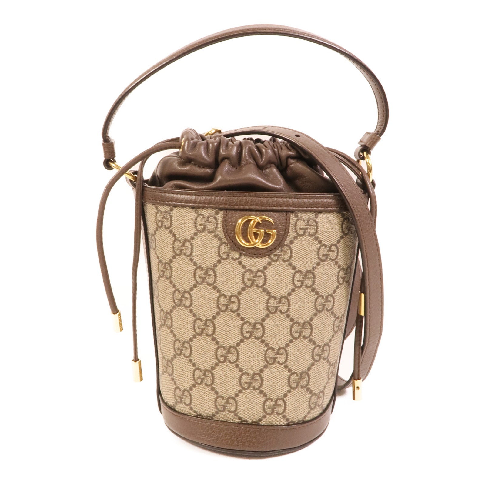 GUCCI 塗層帆布GG Superme Basket Mini手挽肩背兩用袋