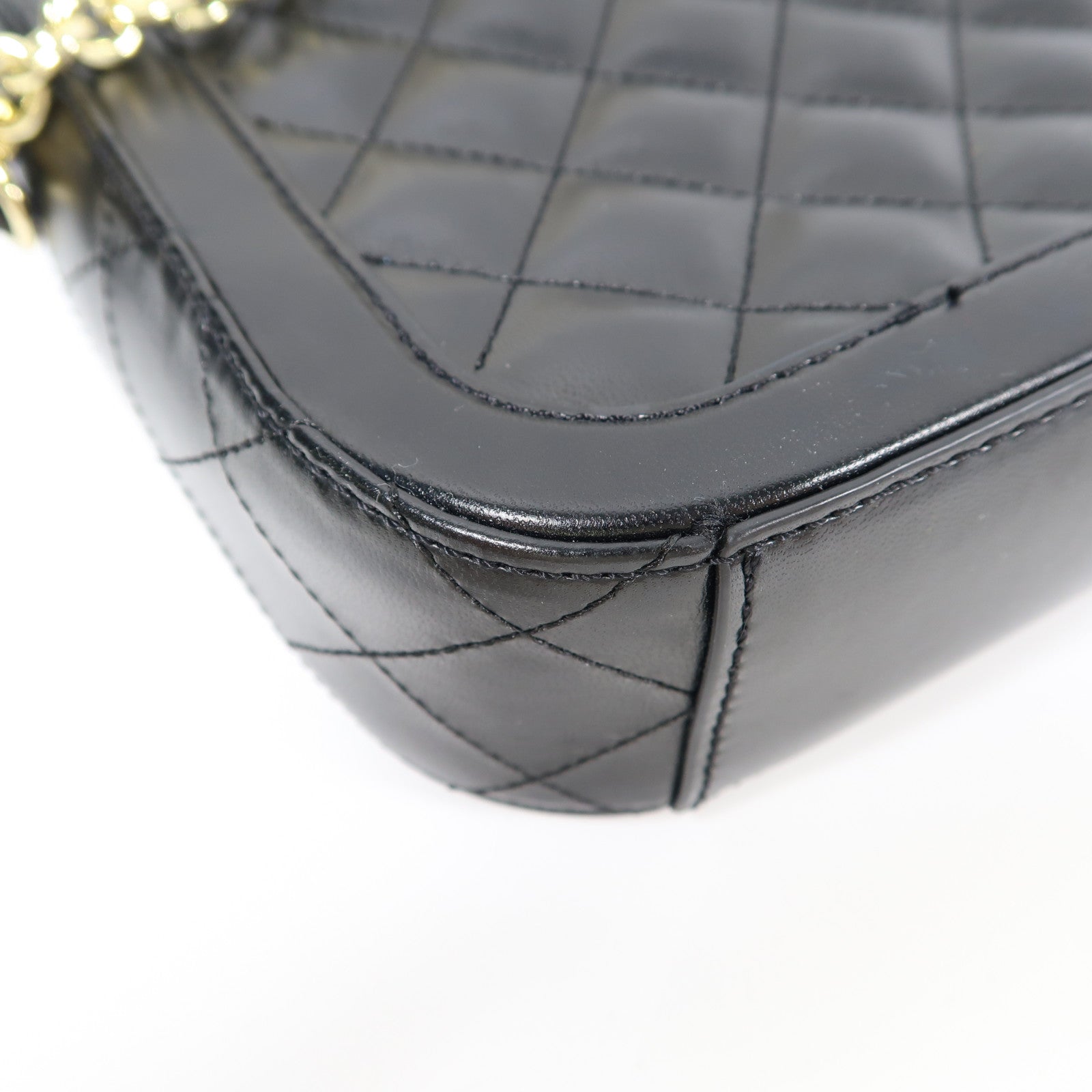 MOSCHINO 菱格塗層帆布Shoulder Bag金扣肩背袋黑色