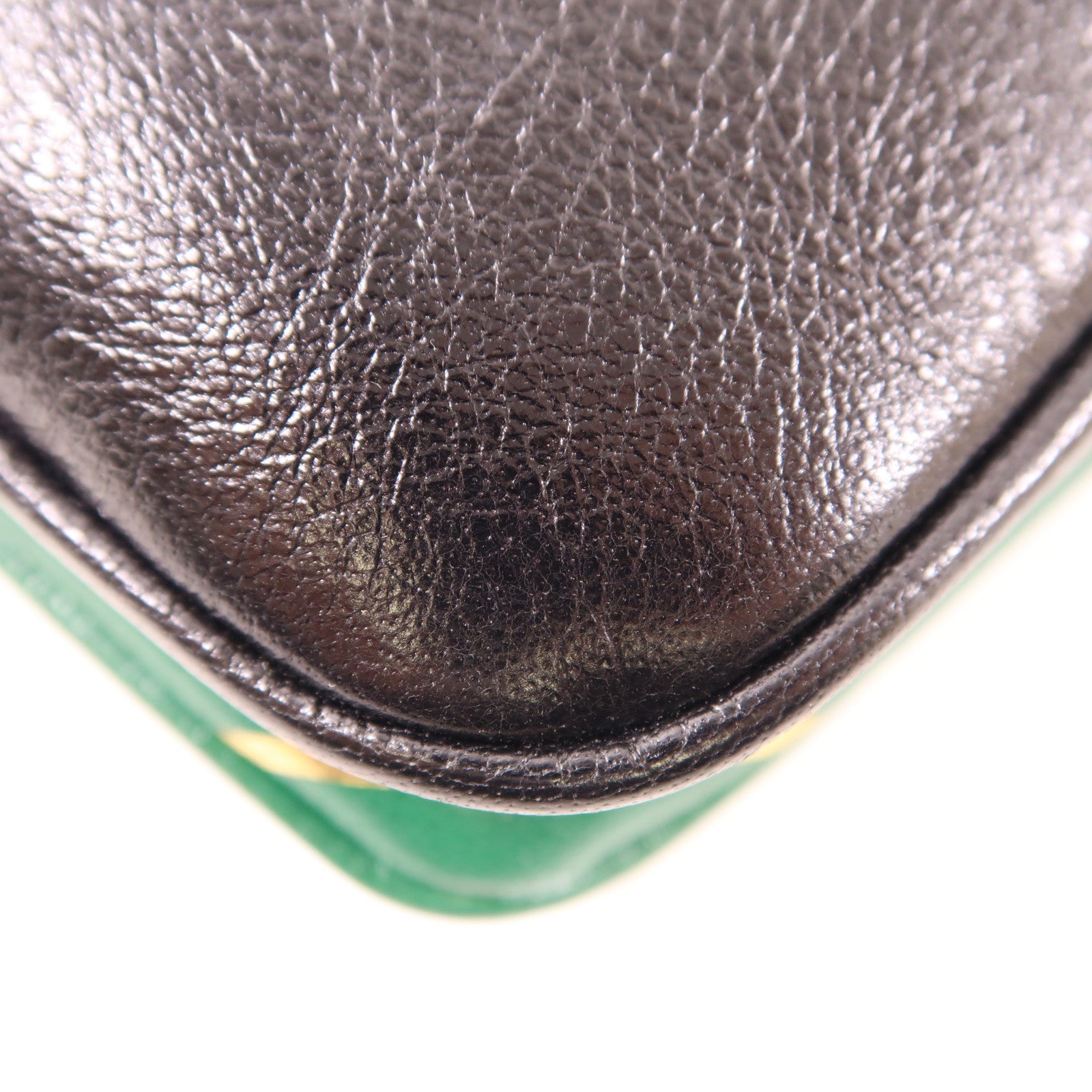 GUCCI GG GHW Thiara Medium 2Way Shoulder Bag Leather Black Green 524822