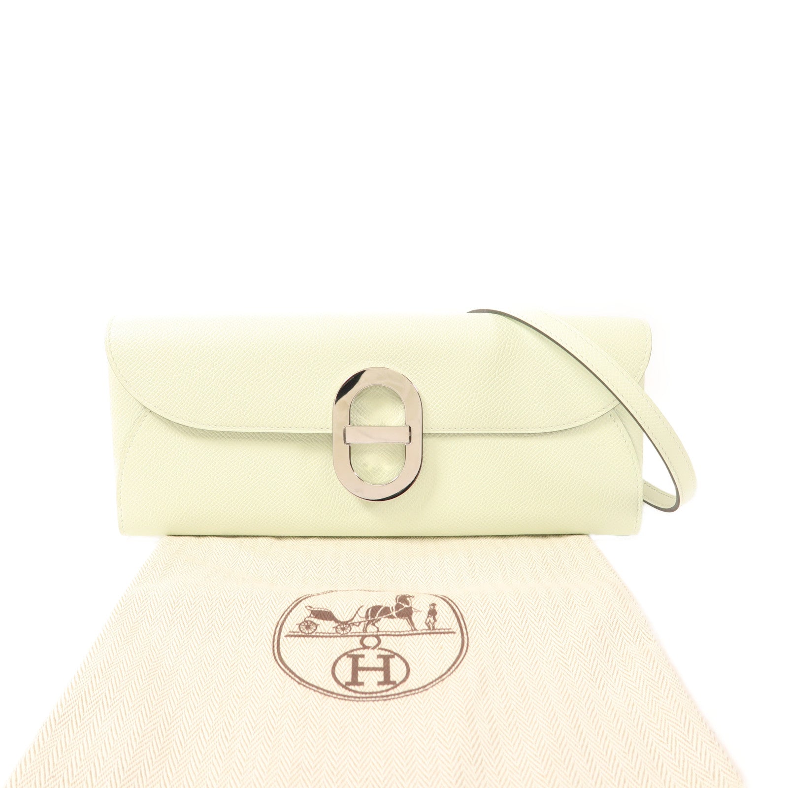 HERMES Epsom皮革Maillon To Go銀扣肩背袋Vert Fizz