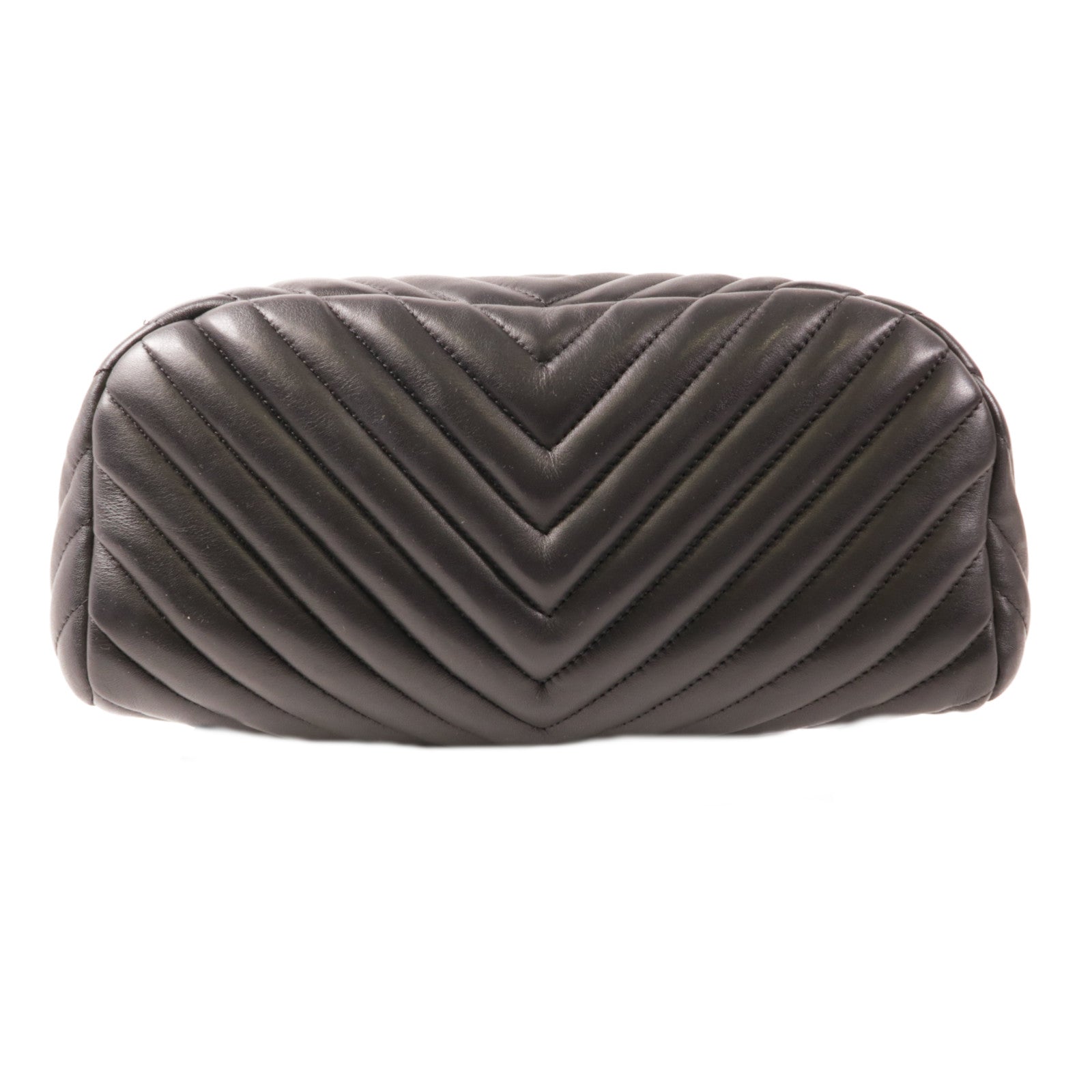 CHANEL 牛皮皮革Chevon Backpack銀扣背包